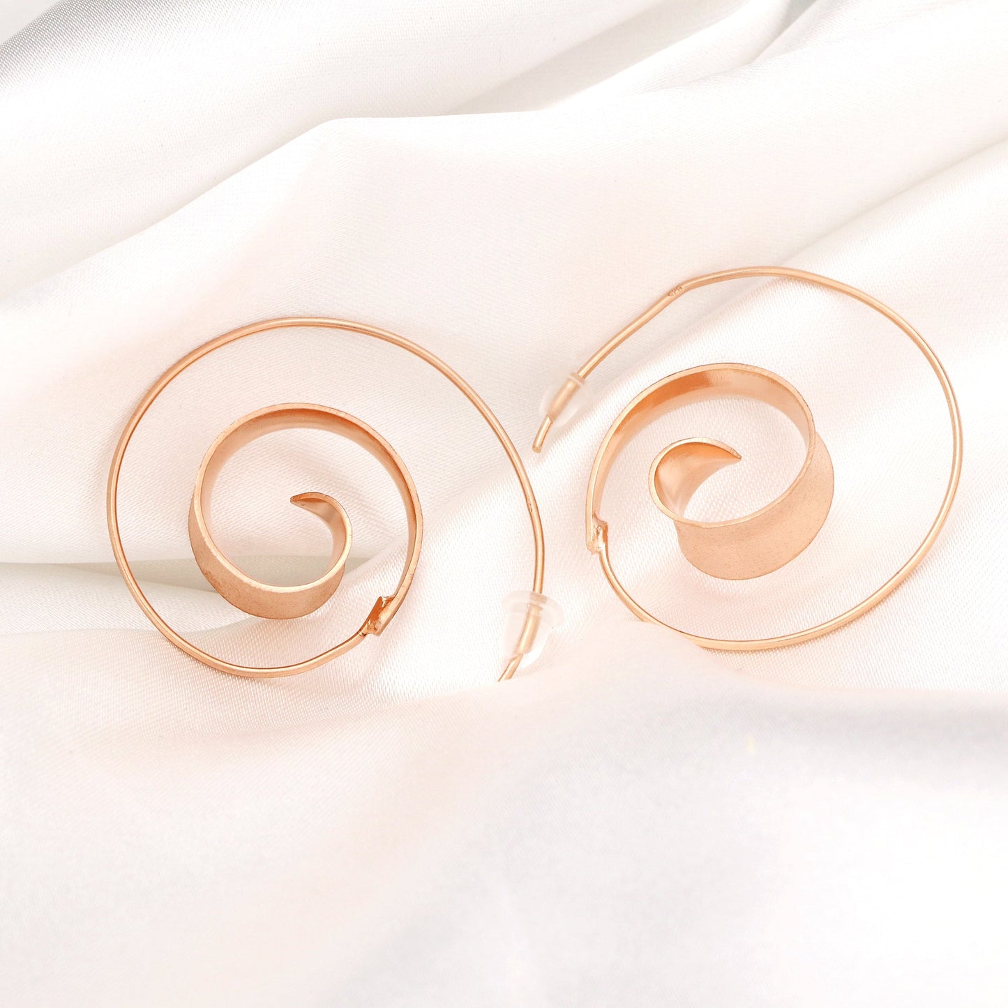 925 Sterling Silver Rose Gold-Plated Spiral Earrings BRUNEI II - OHR925-19