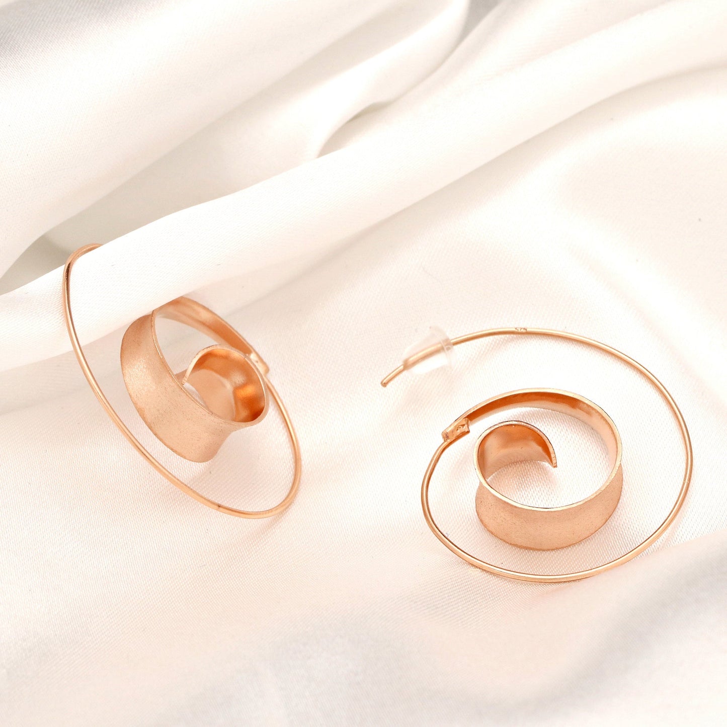 925 Sterling Silver Rose Gold-Plated Spiral Earrings BRUNEI II - OHR925-19