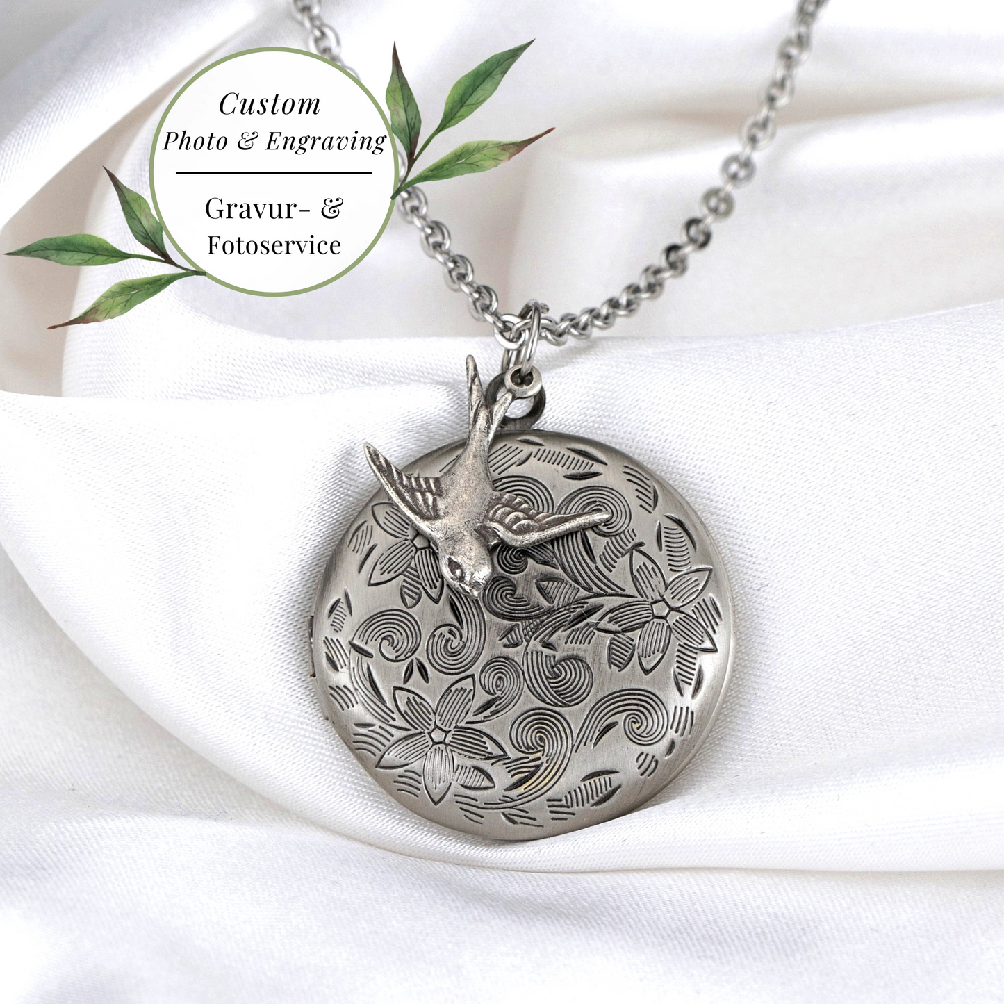Altsilber photo medallion necklace incl. Photoservice + engraving
