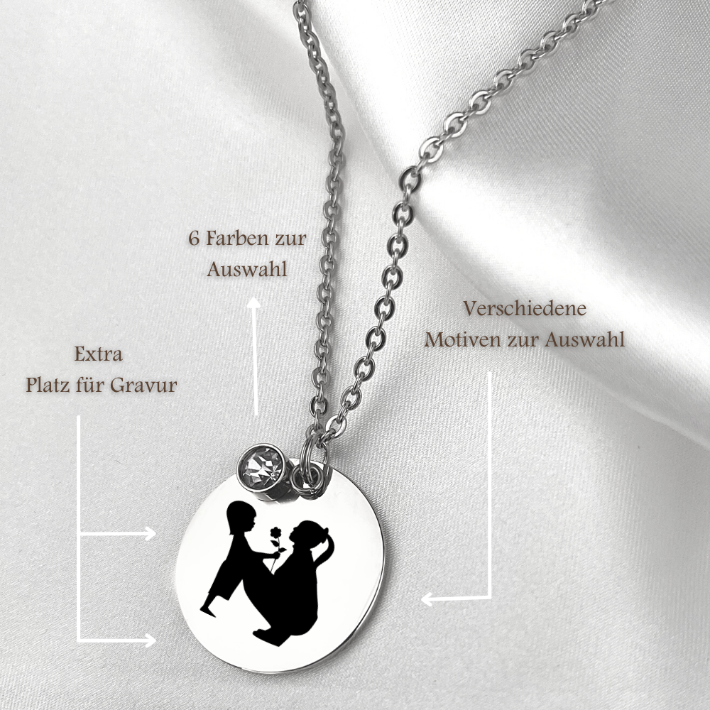Personalizable Vintage SILHOUETTE Necklace with engraving (rose…