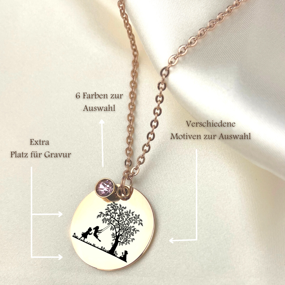 Personalizable Vintage SILHOUETTE Necklace with engraving (rose…