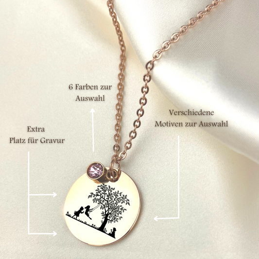 Personalizable Vintage SILHOUETTE Necklace with engraving (rose…