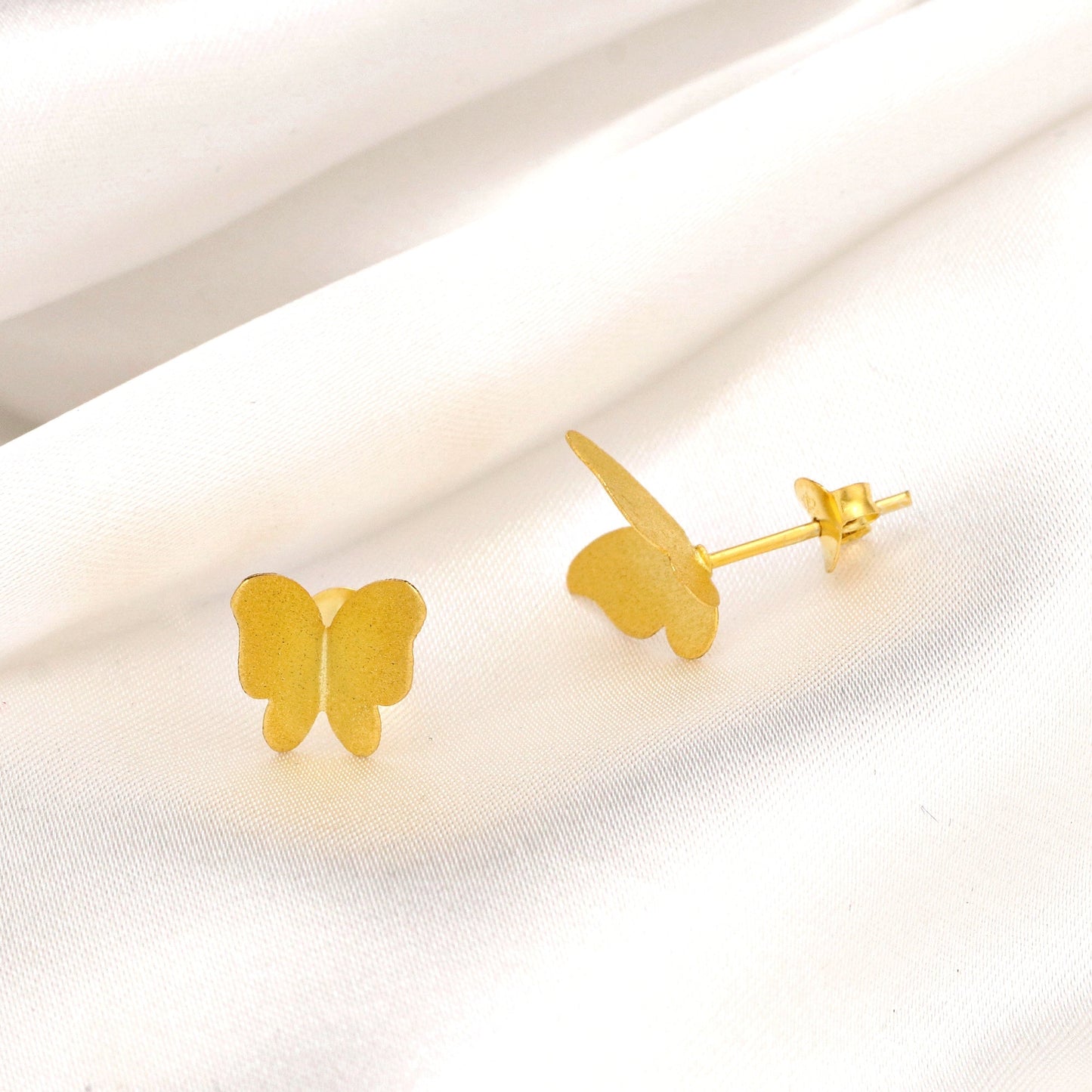 Mini Butterflies Stud Earrings - Minimalist 925 Sterling Gold Gilded…