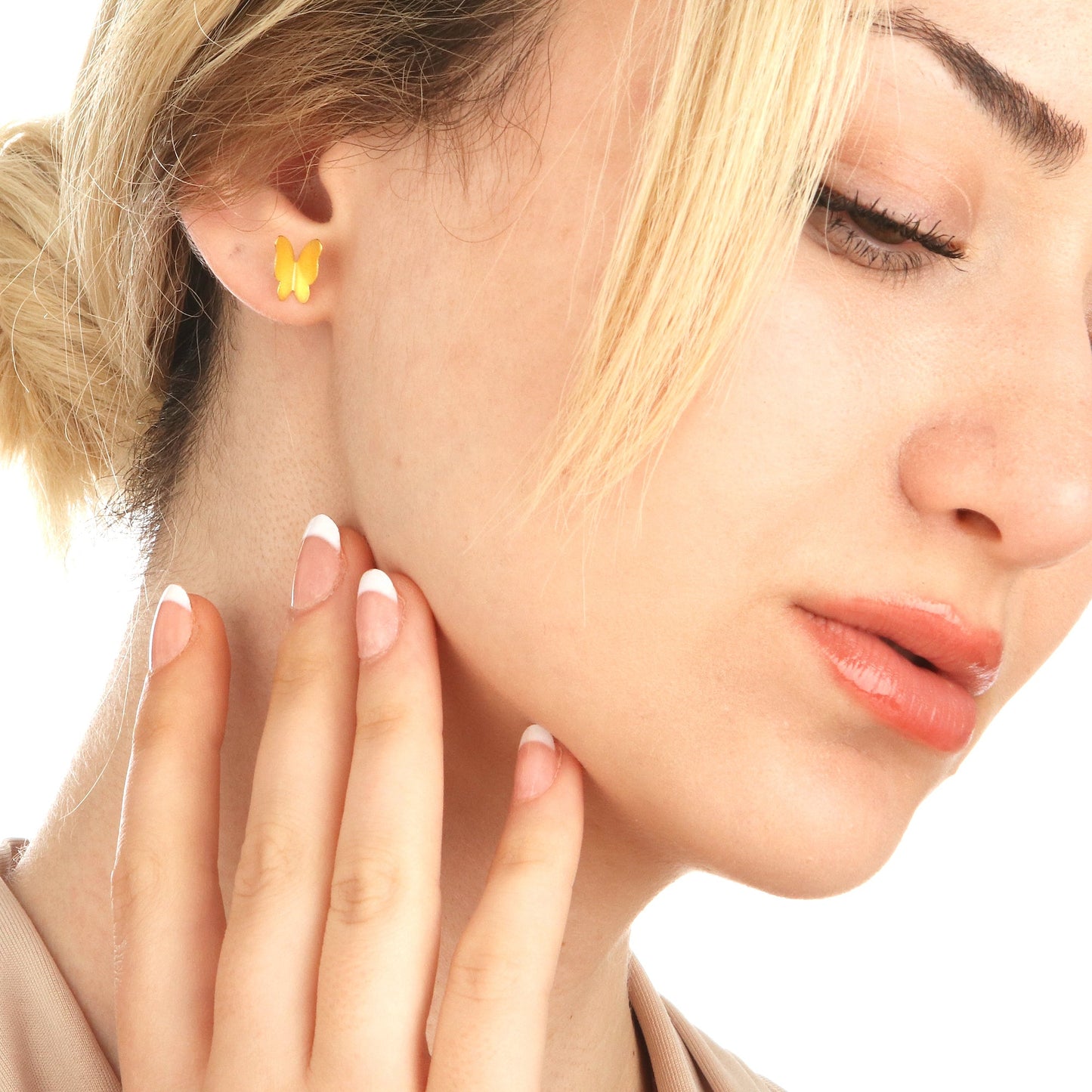 Mini Butterflies Stud Earrings - Minimalist 925 Sterling Gold Gilded…