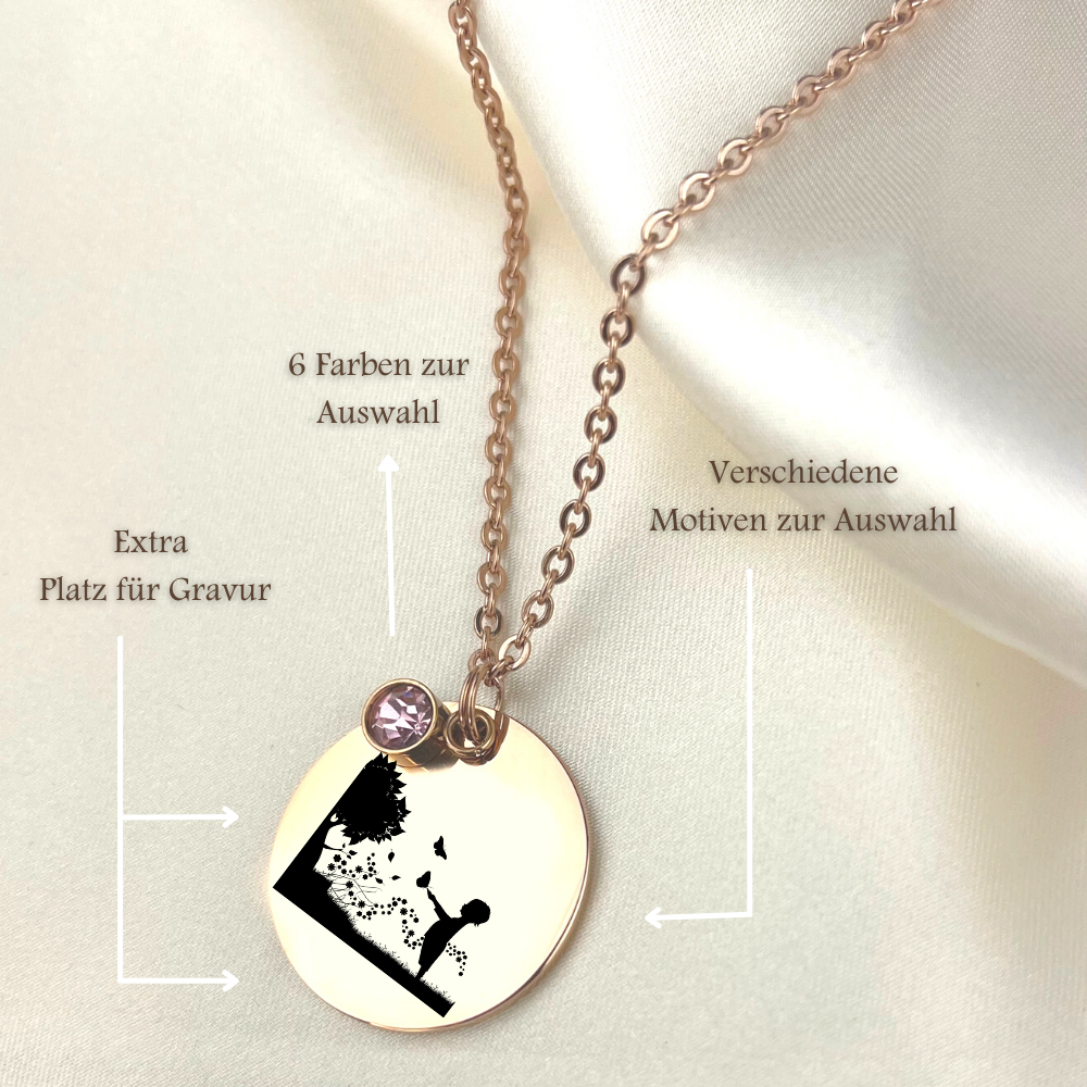 Personalizable Vintage SILHOUETTE Necklace with engraving (rose…