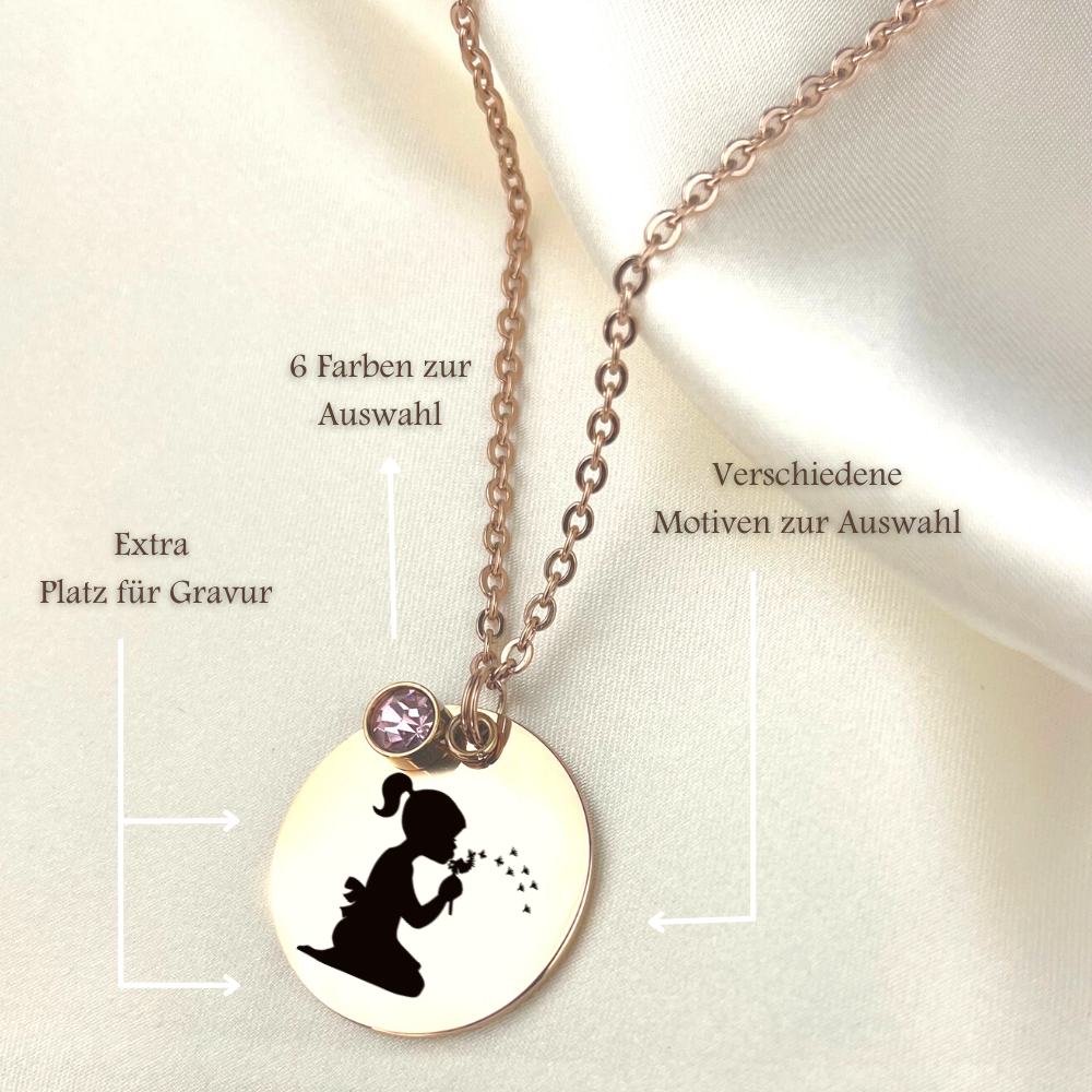 Personalizable Vintage SILHOUETTE Necklace with engraving (rose…