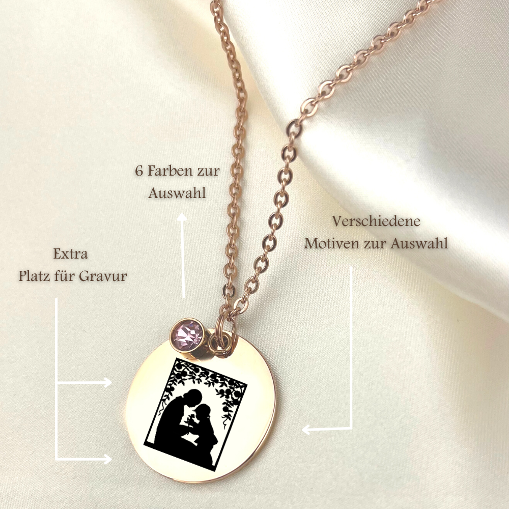 Personalizable Vintage SILHOUETTE Necklace with engraving (rose…