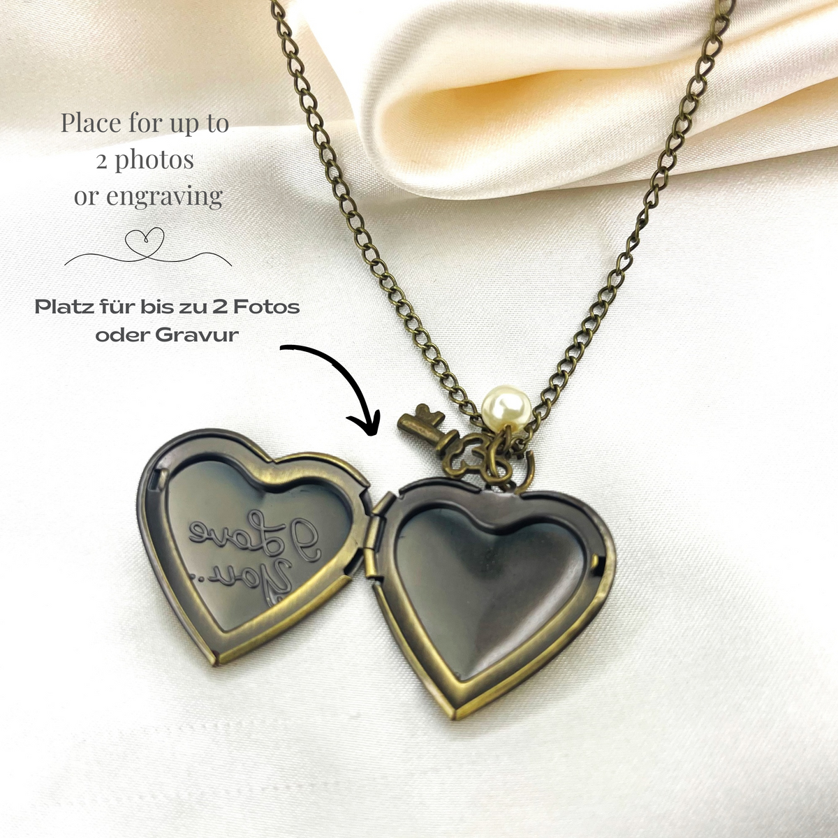 Customizable Heart Photo Locket Key Pendant - Your Own Picture Customizable - VIK-100
