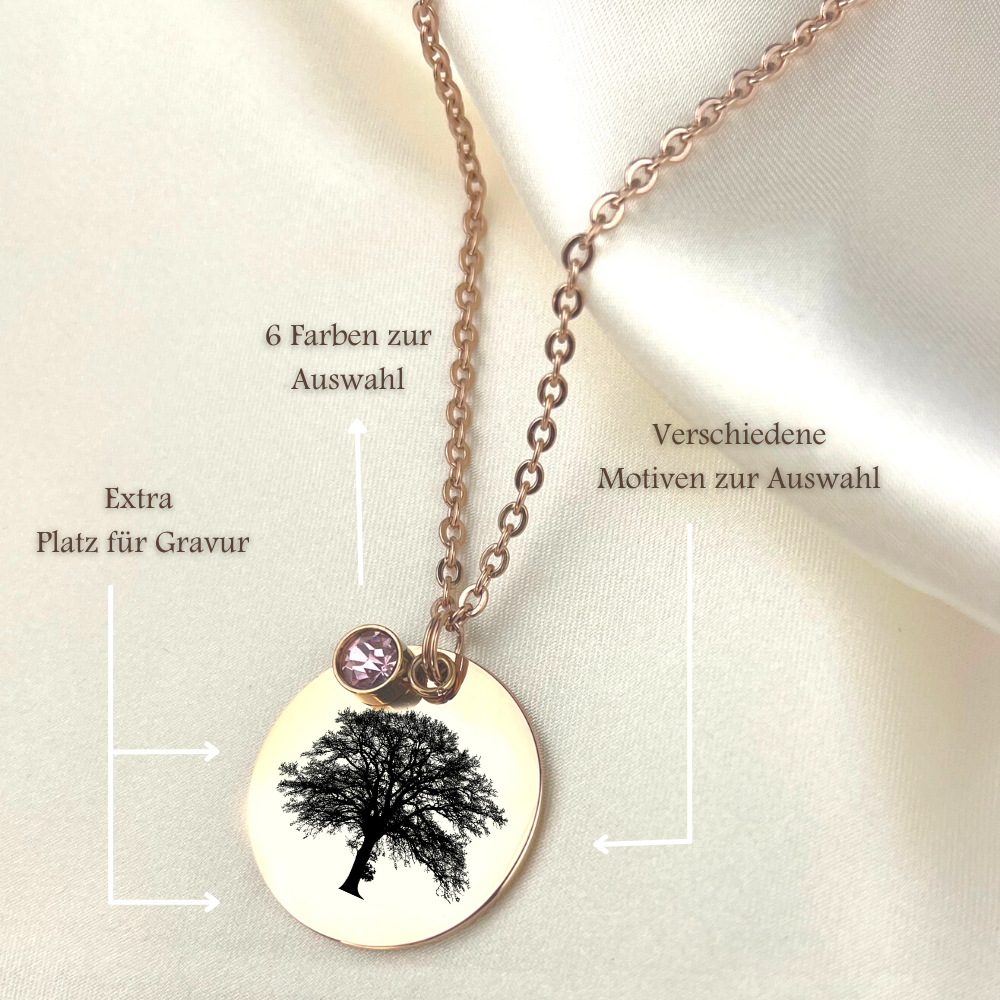 Personalizable Vintage SILHOUETTE Necklace with engraving (rose…