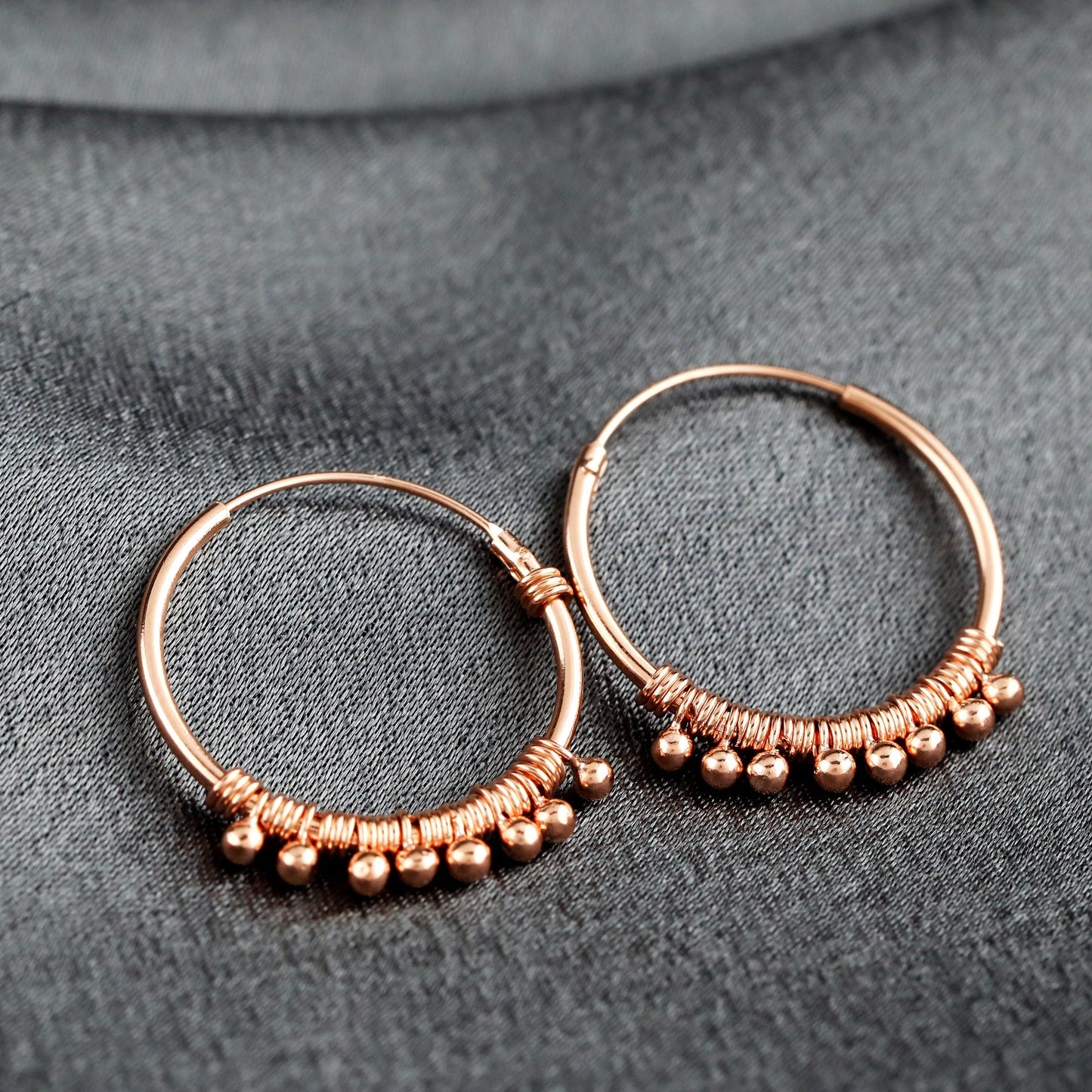 925 Rose Gold Plated Gypsy Hoop Earrings