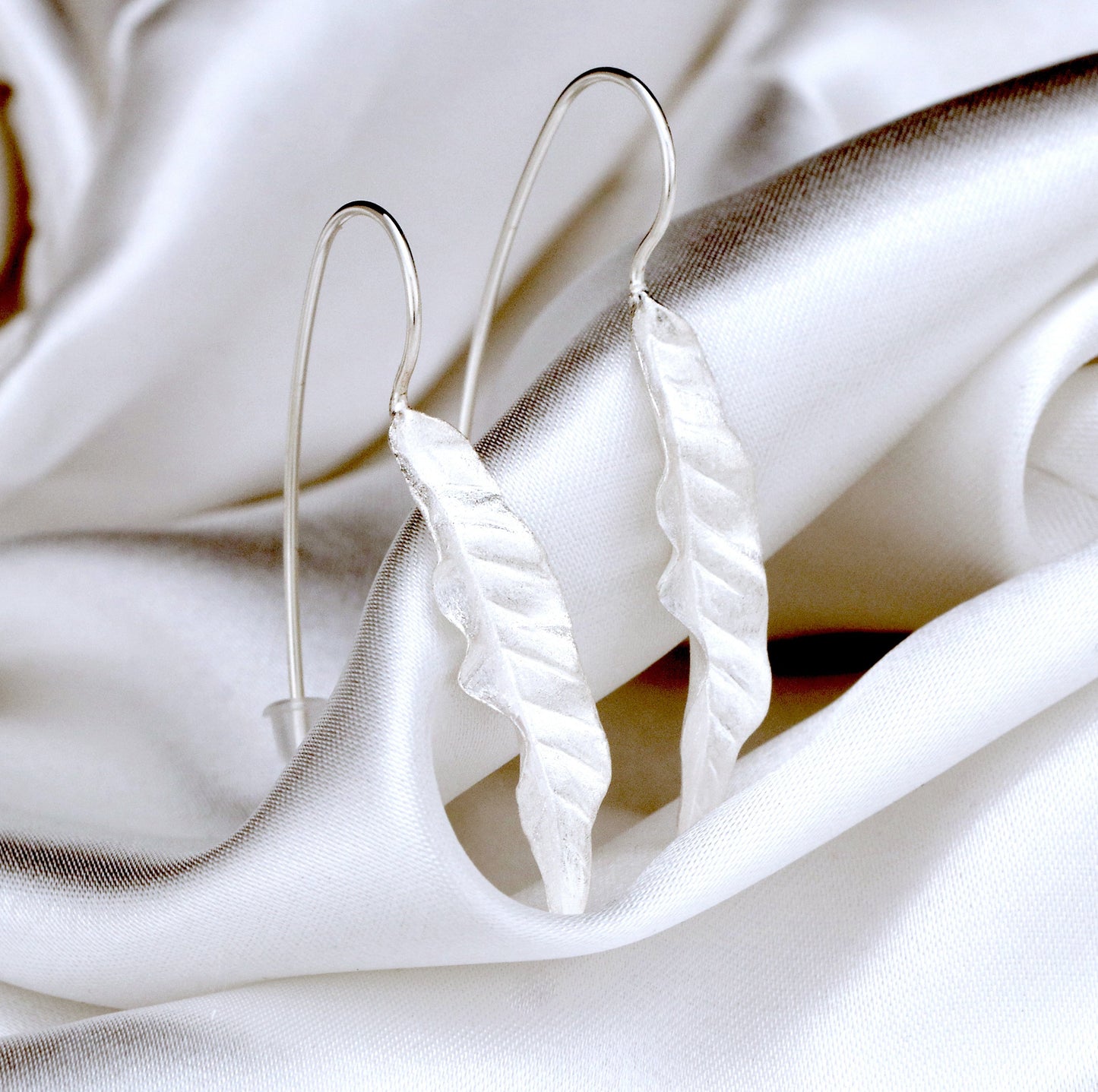 Long Leaves Earrings - 925 Sterling Silver Earrings - Elegant Nature…