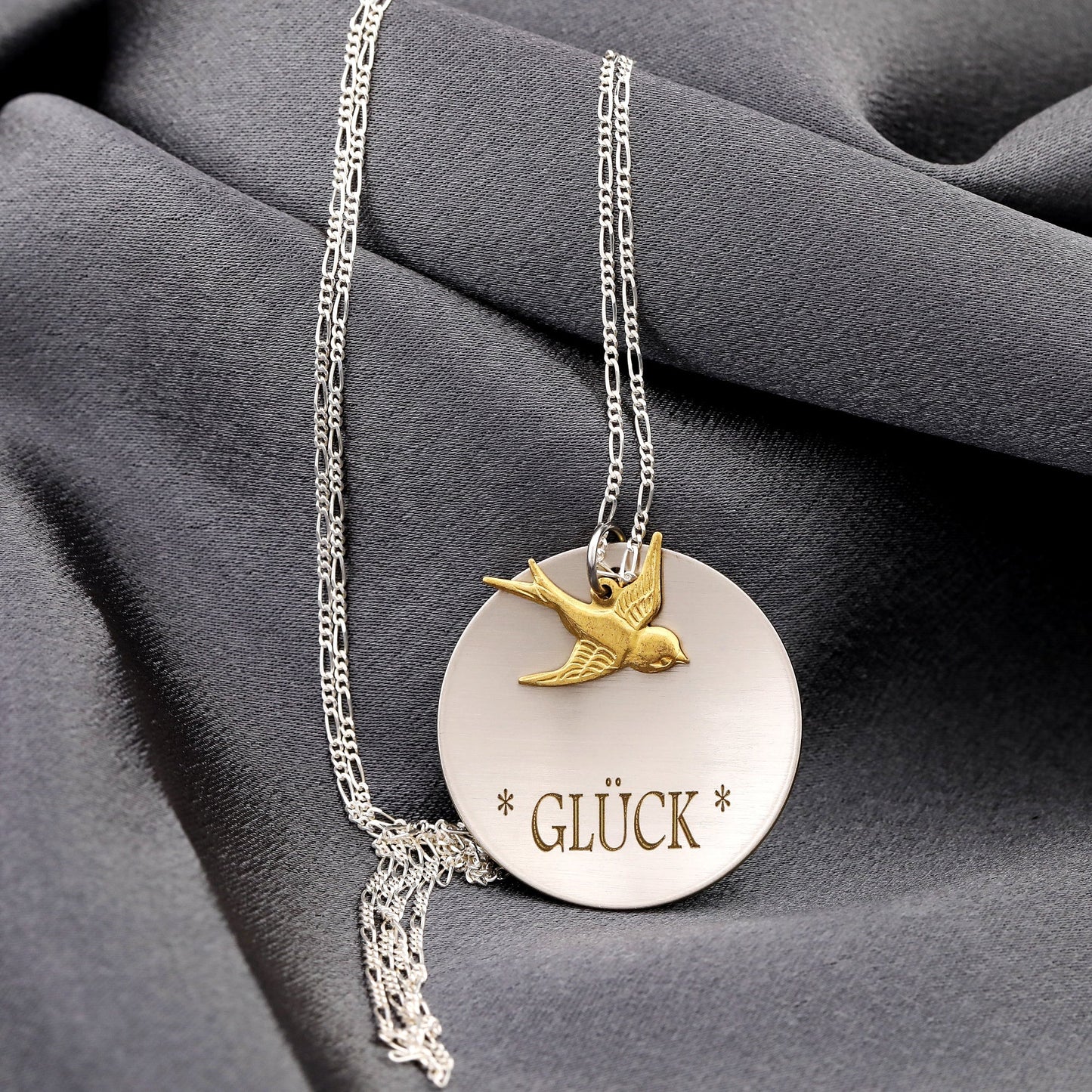 Lucky charm golden swallow engraving chain - 925 sterling silver…