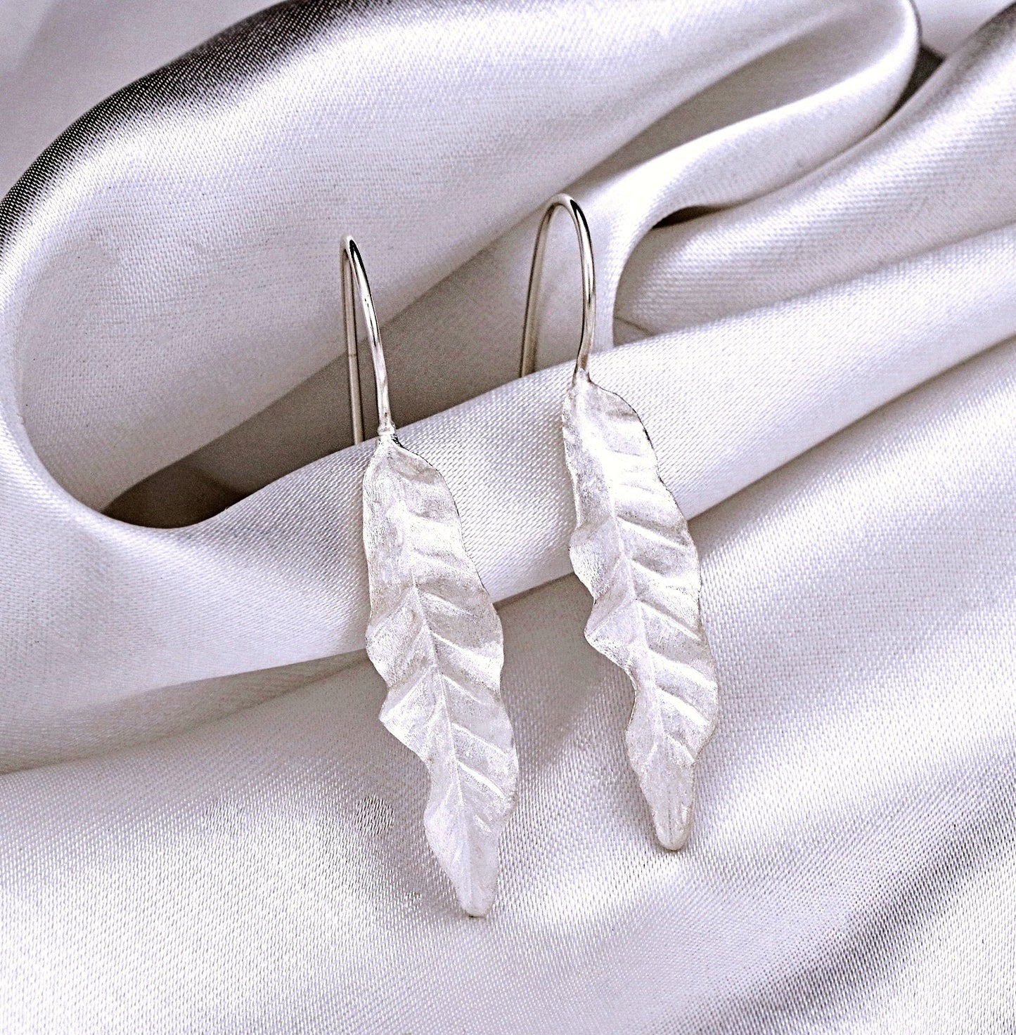 Long Leaves Earrings - 925 Sterling Silver Earrings - Elegant Nature…