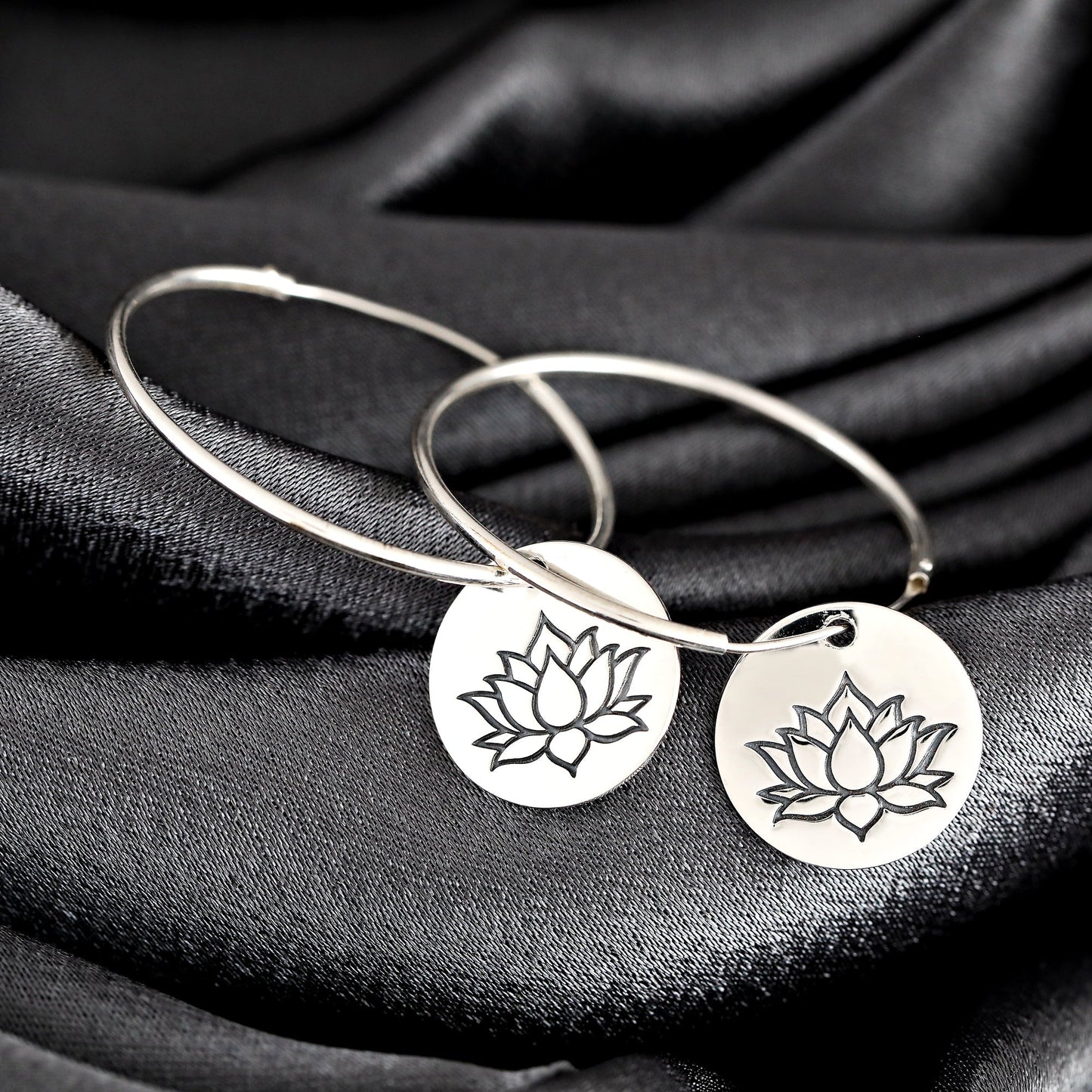 Lotus 925 Sterling Silver Creoles