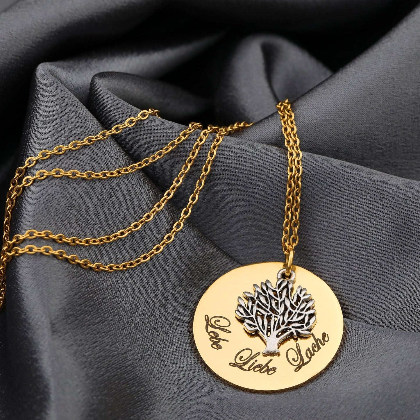 Live Love Laugh — Gold-Plated Stainless Steel Chain with Engravable…