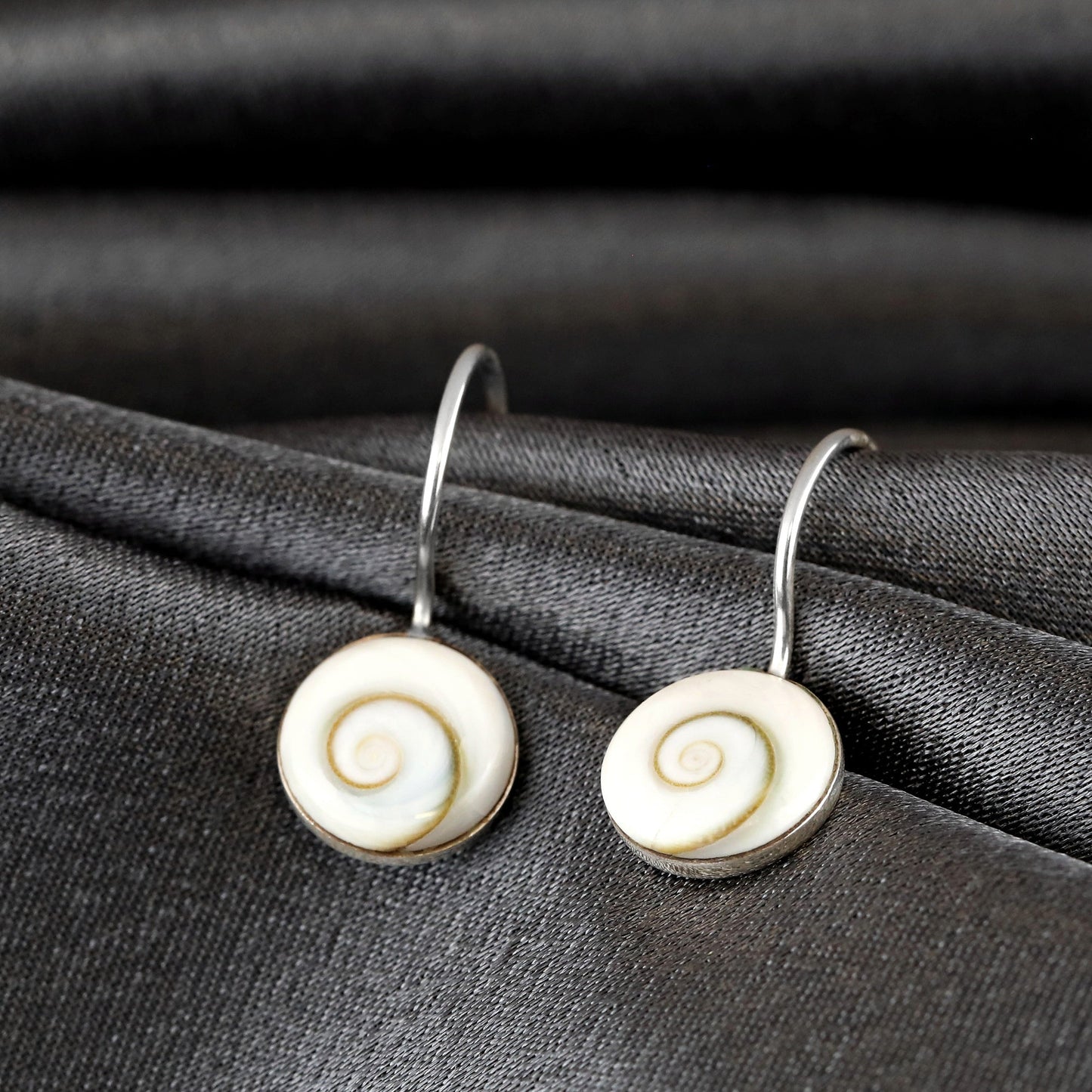 Shiva Eyes Earrings - 925 Sterling Silver Minimalist Shell Ocean…