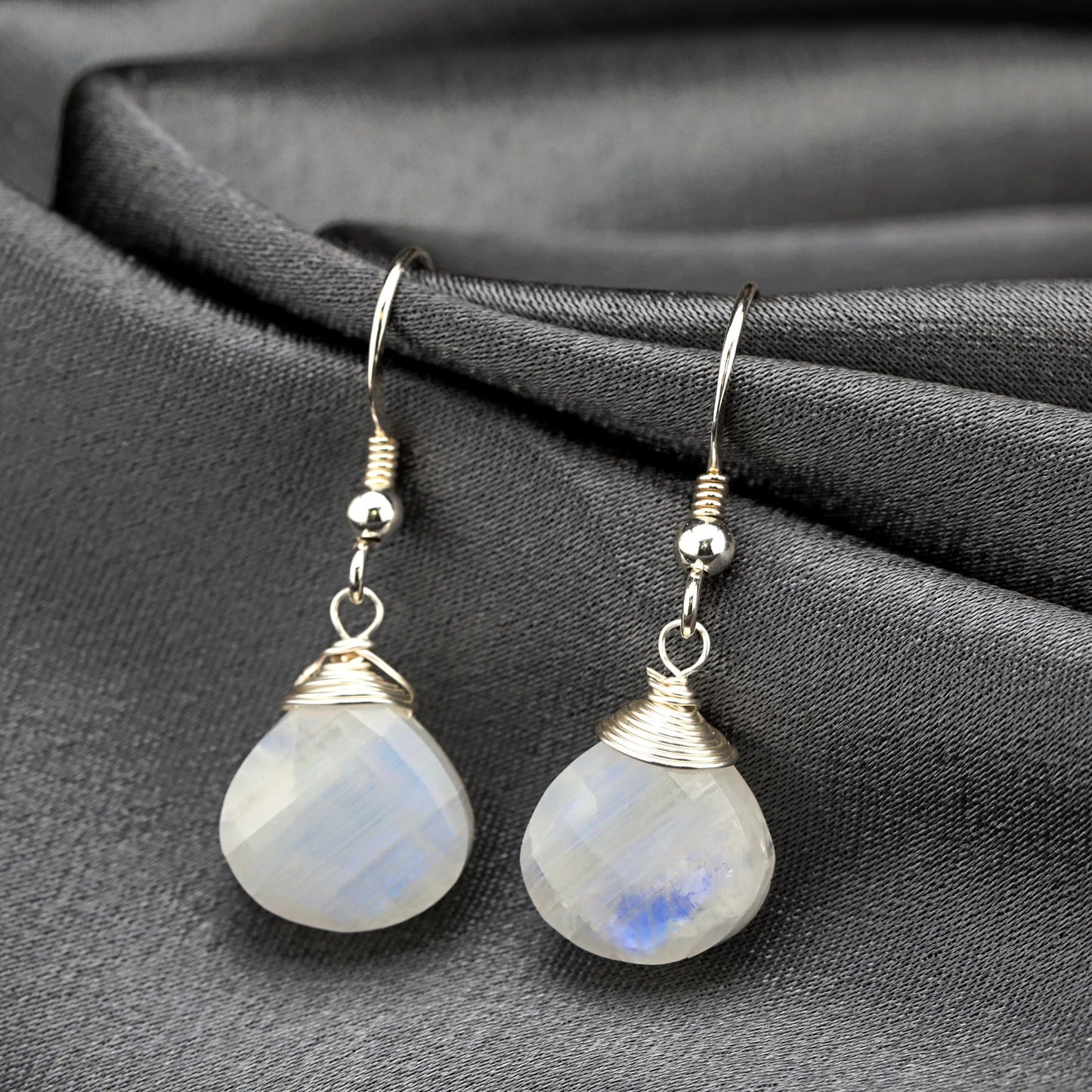 Moonstone Gemstone Earrings - 925 Sterling Silver