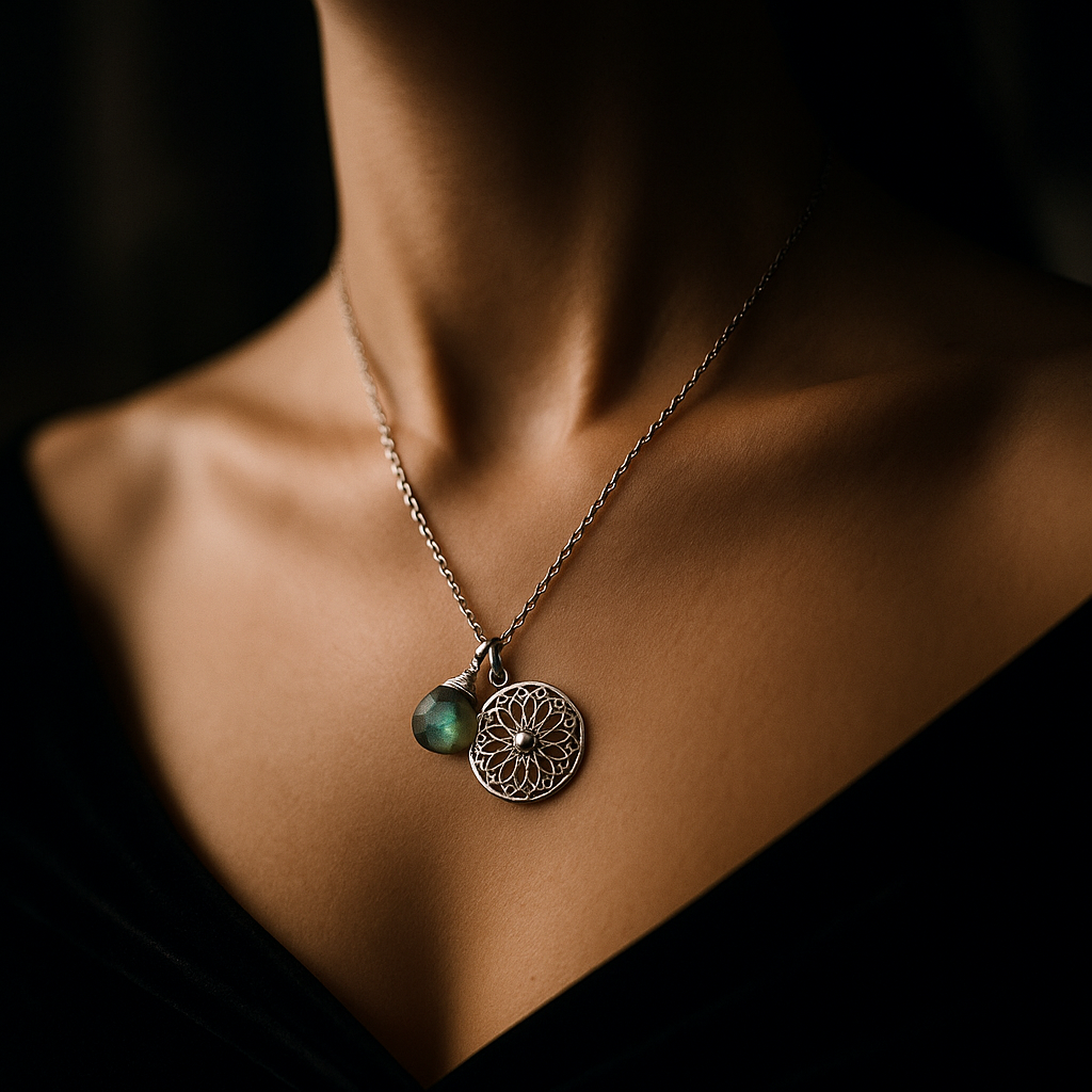 Labradorite Gemstone Mandala Jewelry Set - 925 Sterling Silver…