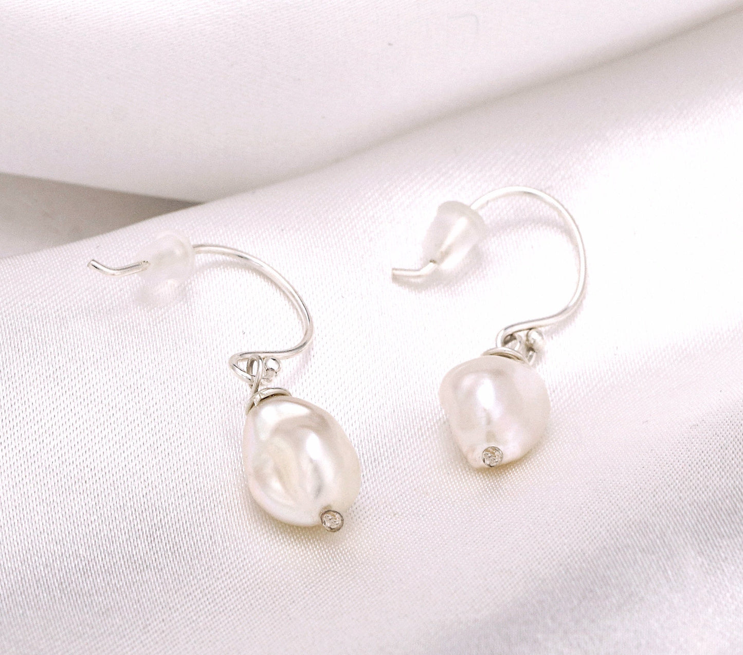 Baroque freshwater pearl earrings - beads drop earrings — 132