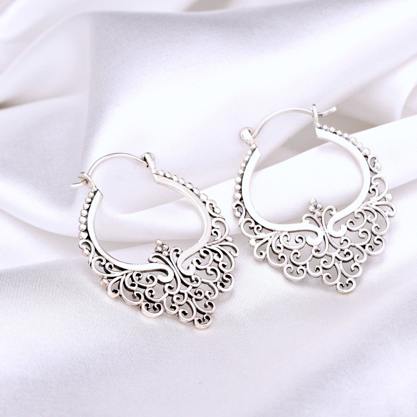 Good Karma Silver Lace Creolen - 925 Sterling Bohemian Style…