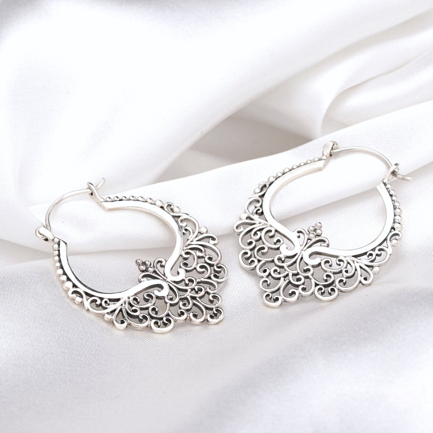 Good Karma Silver Lace Creolen - 925 Sterling Bohemian Style…