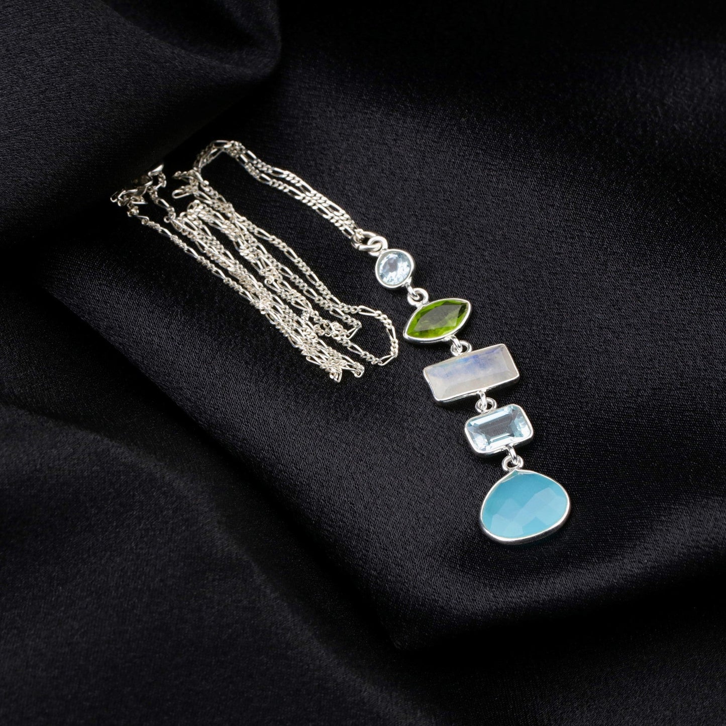 Multi Gemstone Pendant - 925 Sterling Silver Necklace with…