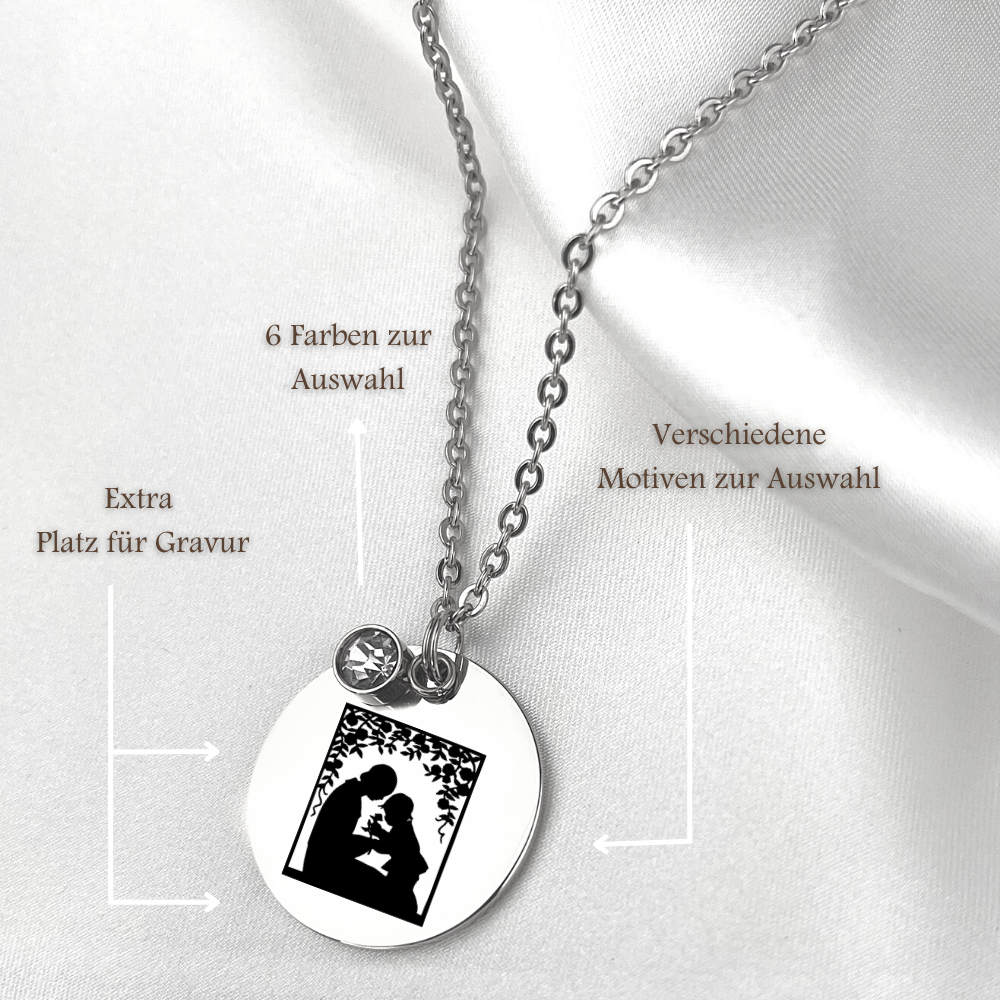 Personalizable Vintage SILHOUETTE Necklace with engraving (rose…