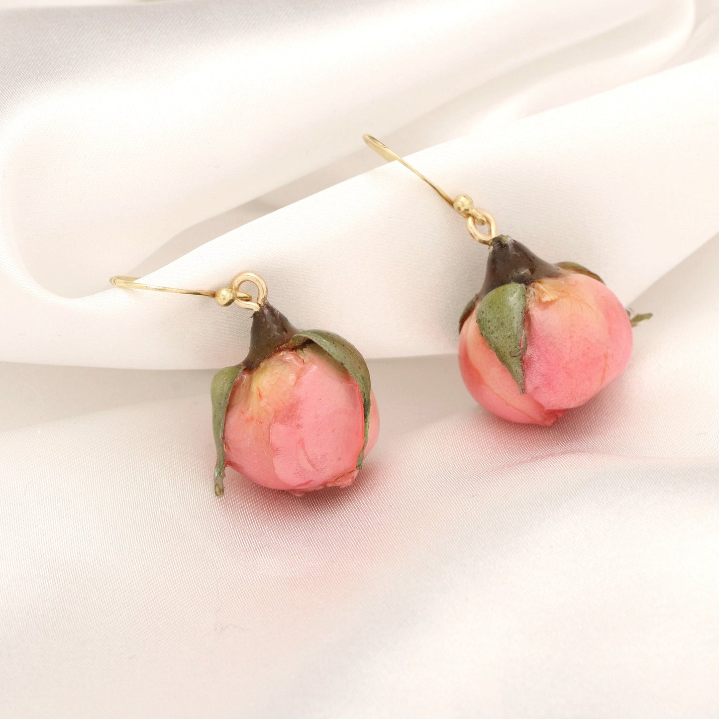 Elegant genuine roses earrings - 925 sterling gilded earrings
