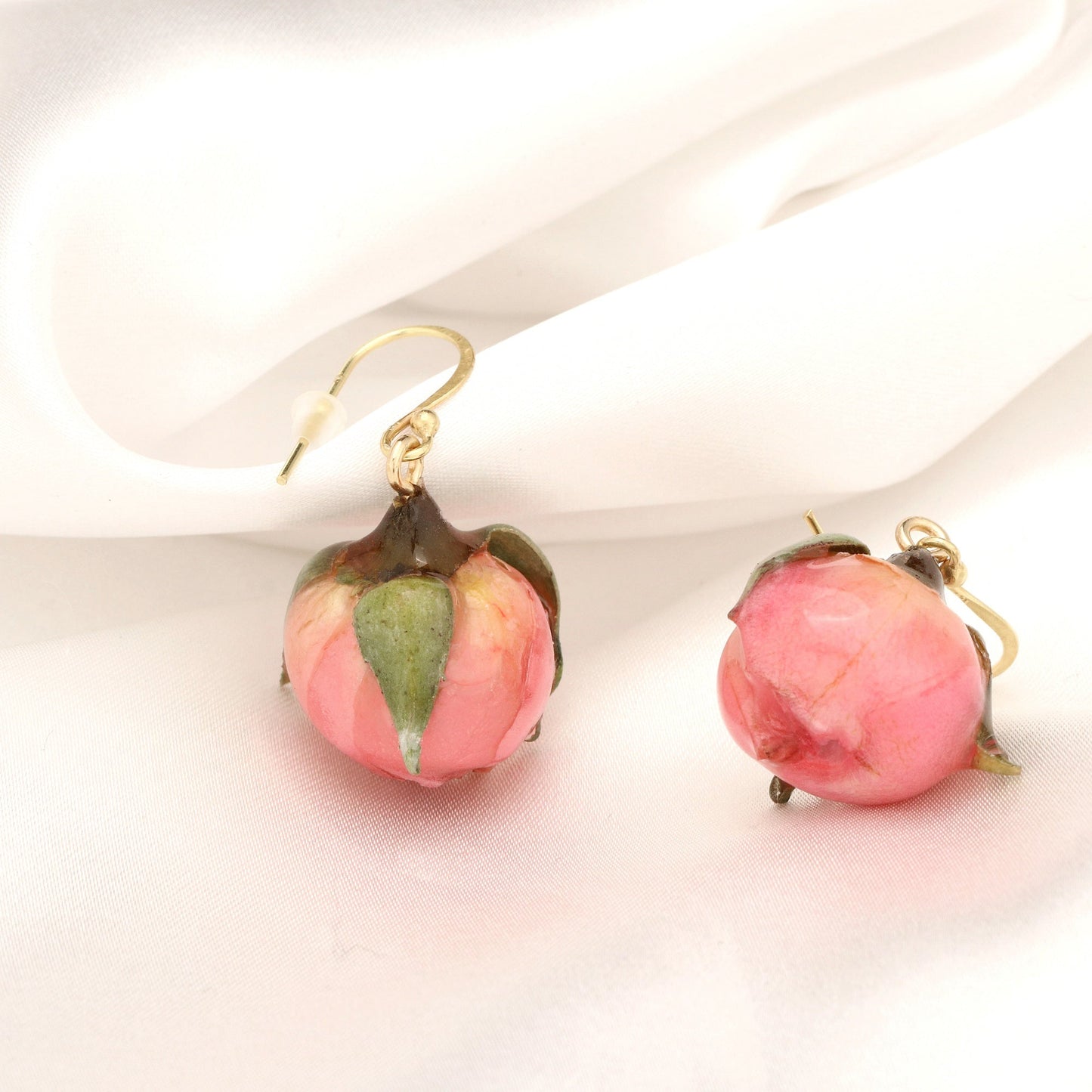 Elegant genuine roses earrings - 925 sterling gilded earrings