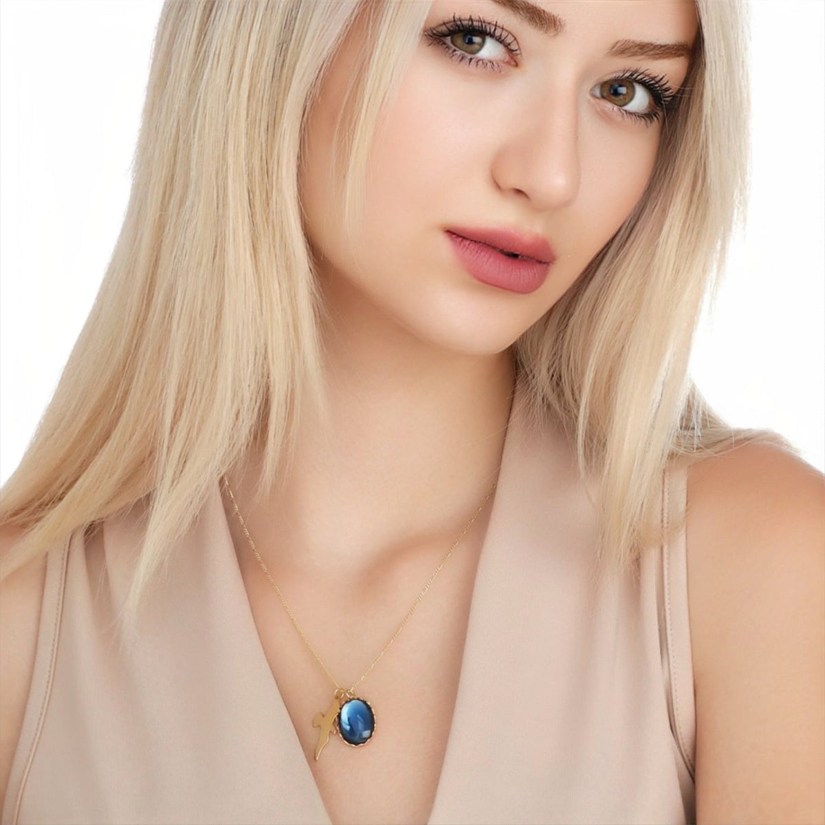Summer Night Seagull Pendant Necklace - 925 Sterling Gold-Plated Vintage Style - K925-130