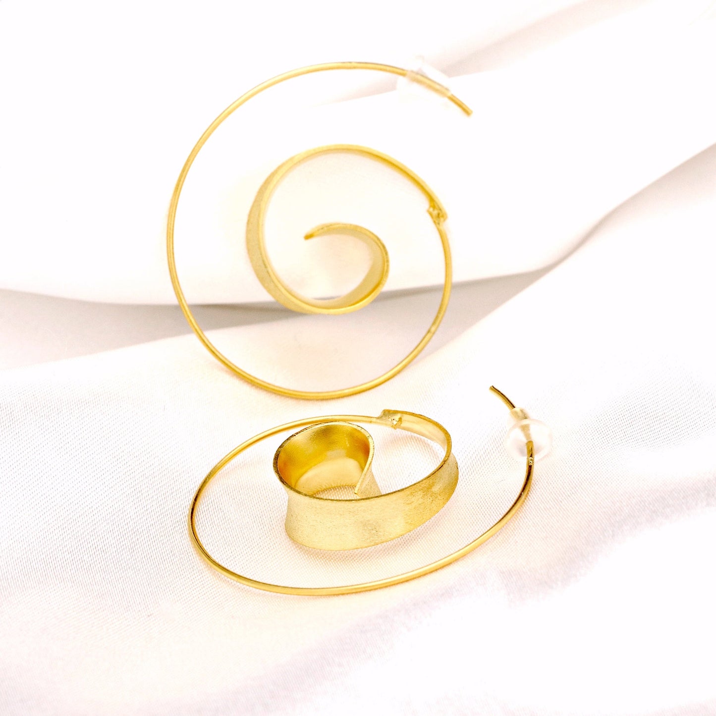 Gold Spiral Earrings - 925 Sterling Gold Gold Plated Creole…