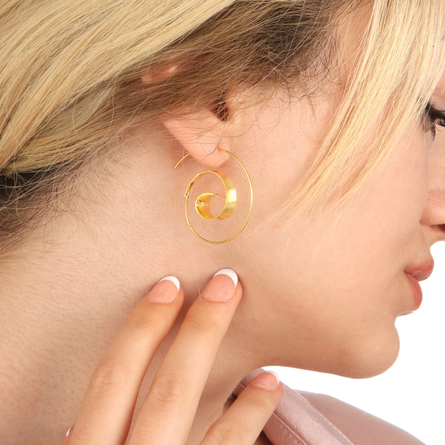 Gold Spiral Earrings - 925 Sterling Gold Gold Plated Creole…