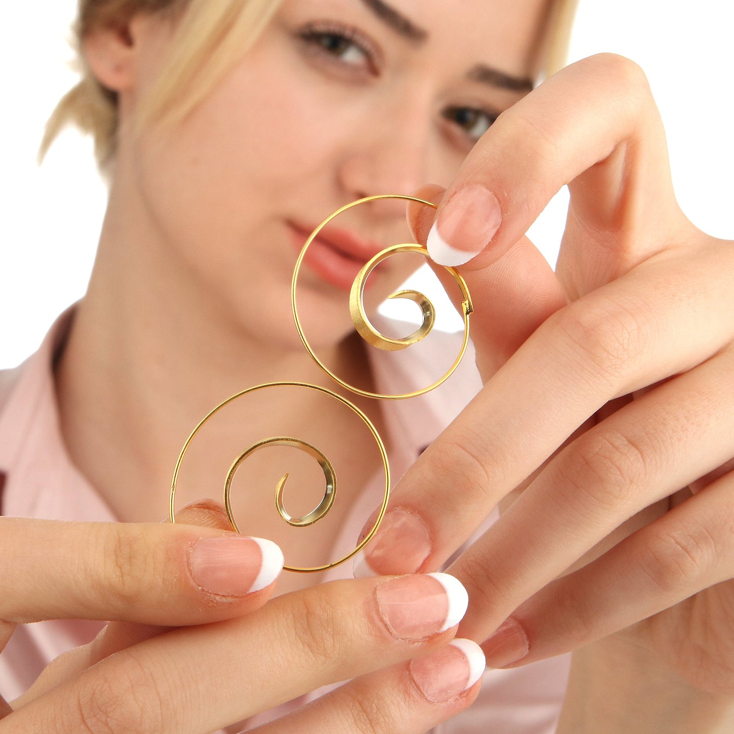 Gold Spiral Earrings - 925 Sterling Gold Gold Plated Creole…