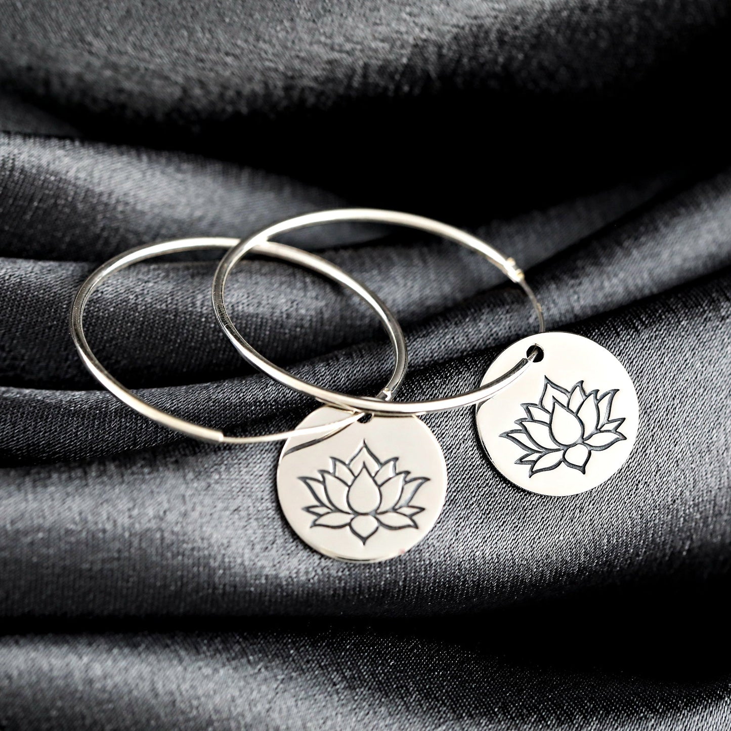 Lotus 925 Sterling Silver Creoles