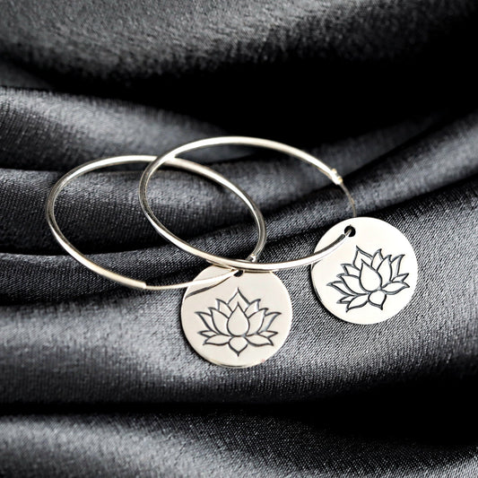 Lotus 925 Sterling Silver Creoles