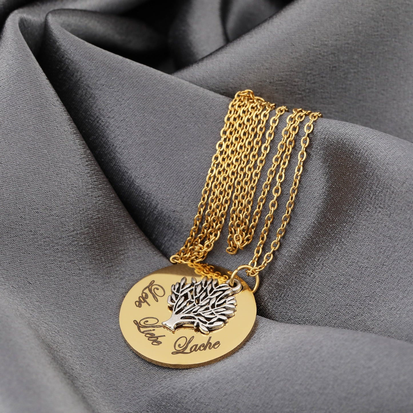 Live Love Laugh — Gold-Plated Stainless Steel Chain with Engravable…