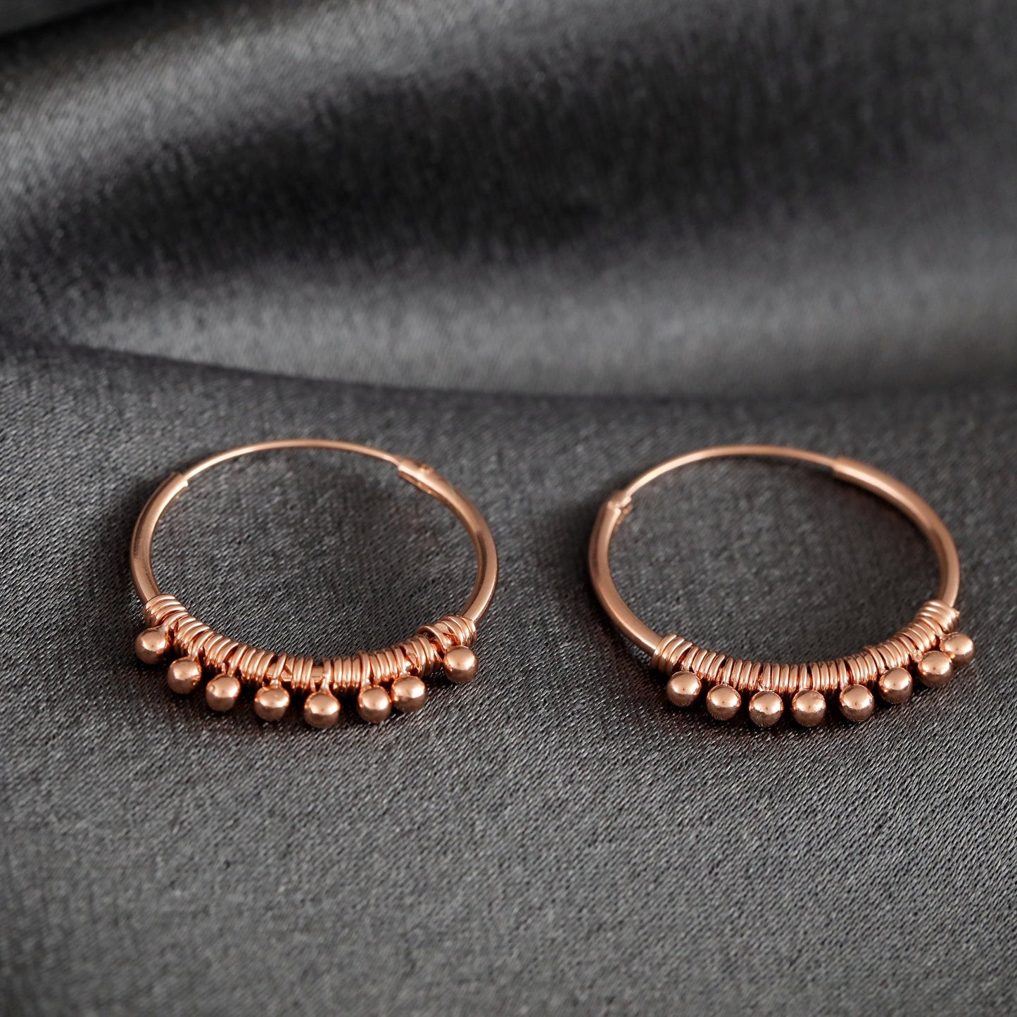 925 Rose Gold Plated Gypsy Hoop Earrings