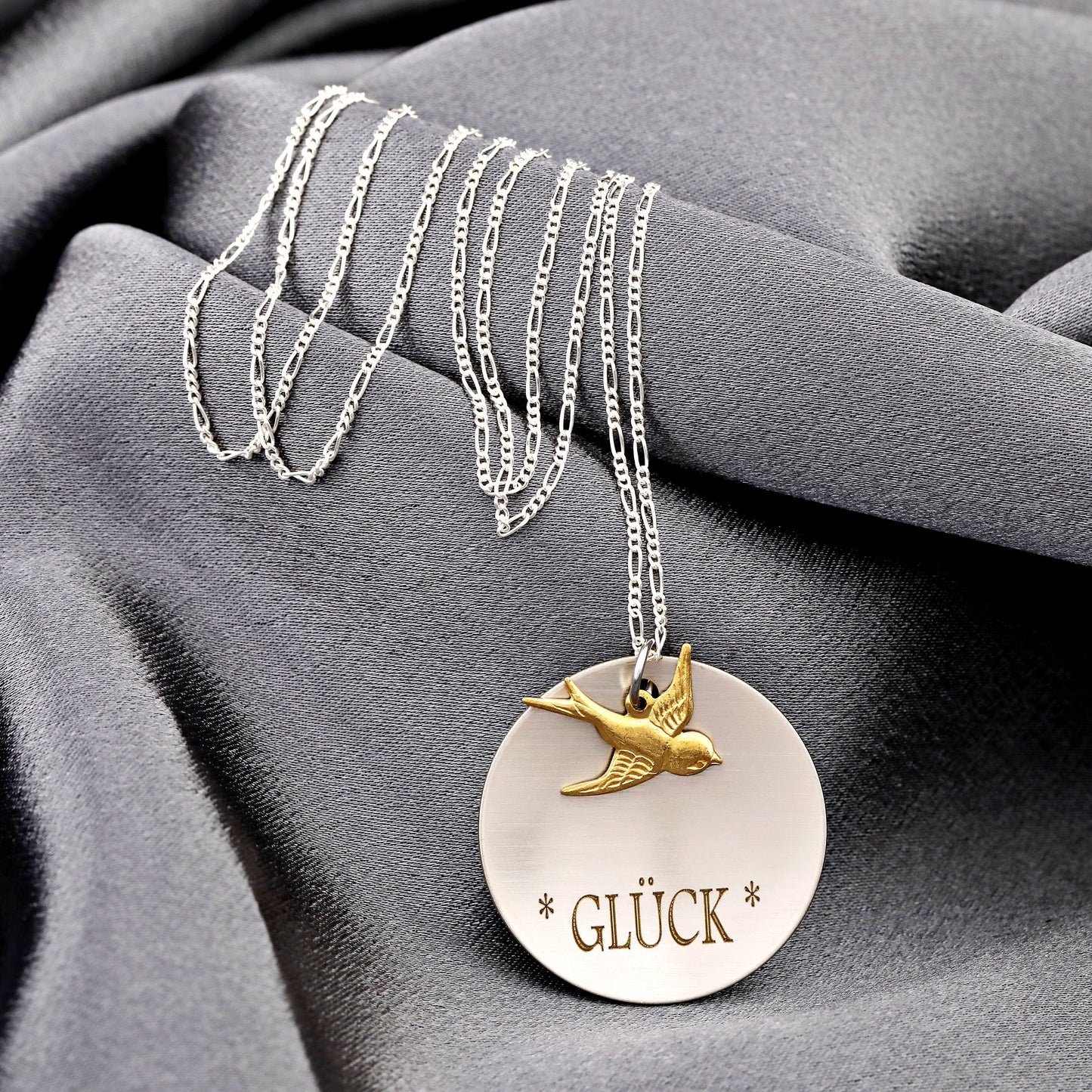 Lucky charm golden swallow engraving chain - 925 sterling silver…