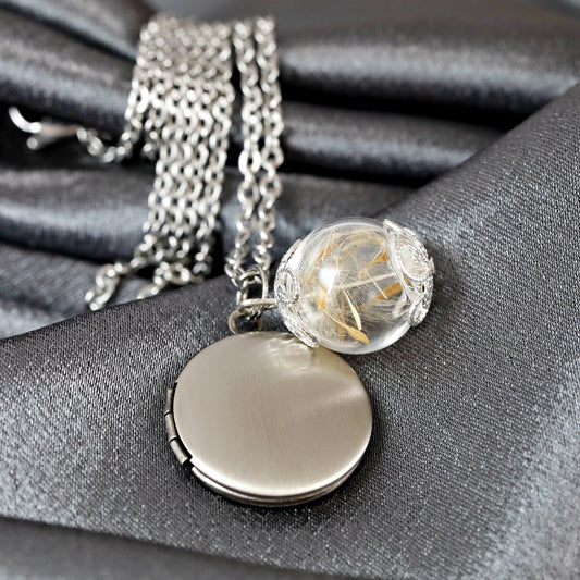 Puste flower medallion chain incl. Photoservice in old silver