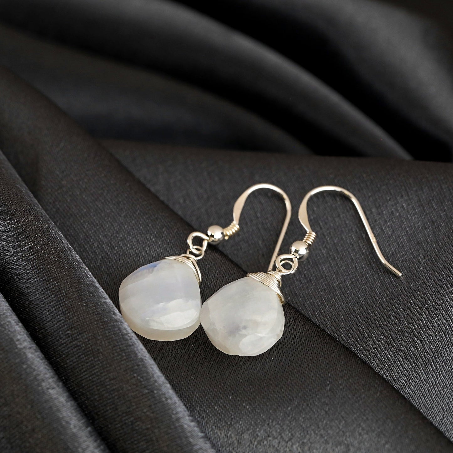 Moonstone Gemstone Earrings - 925 Sterling Silver