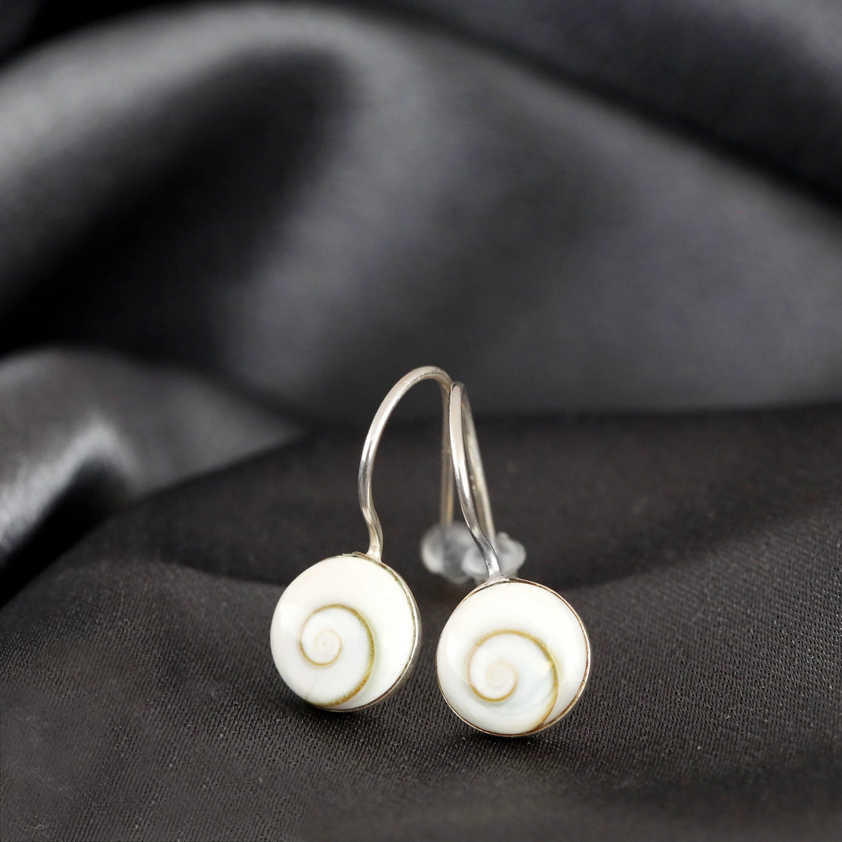 Shiva Eyes Earrings - 925 Sterling Silver Minimalist Shell Ocean Sea Maritime Jewelry - OHR925-53