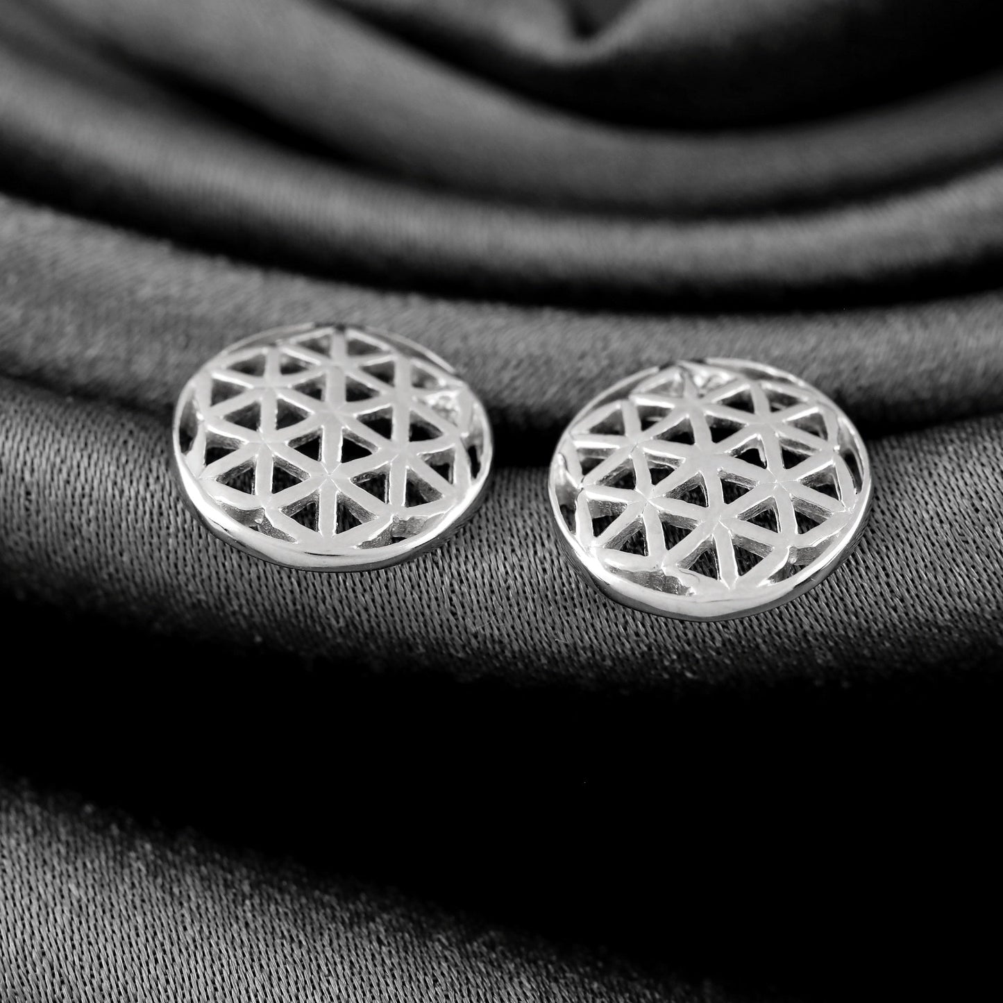 925 Sterling Silver Studs Flower of Life