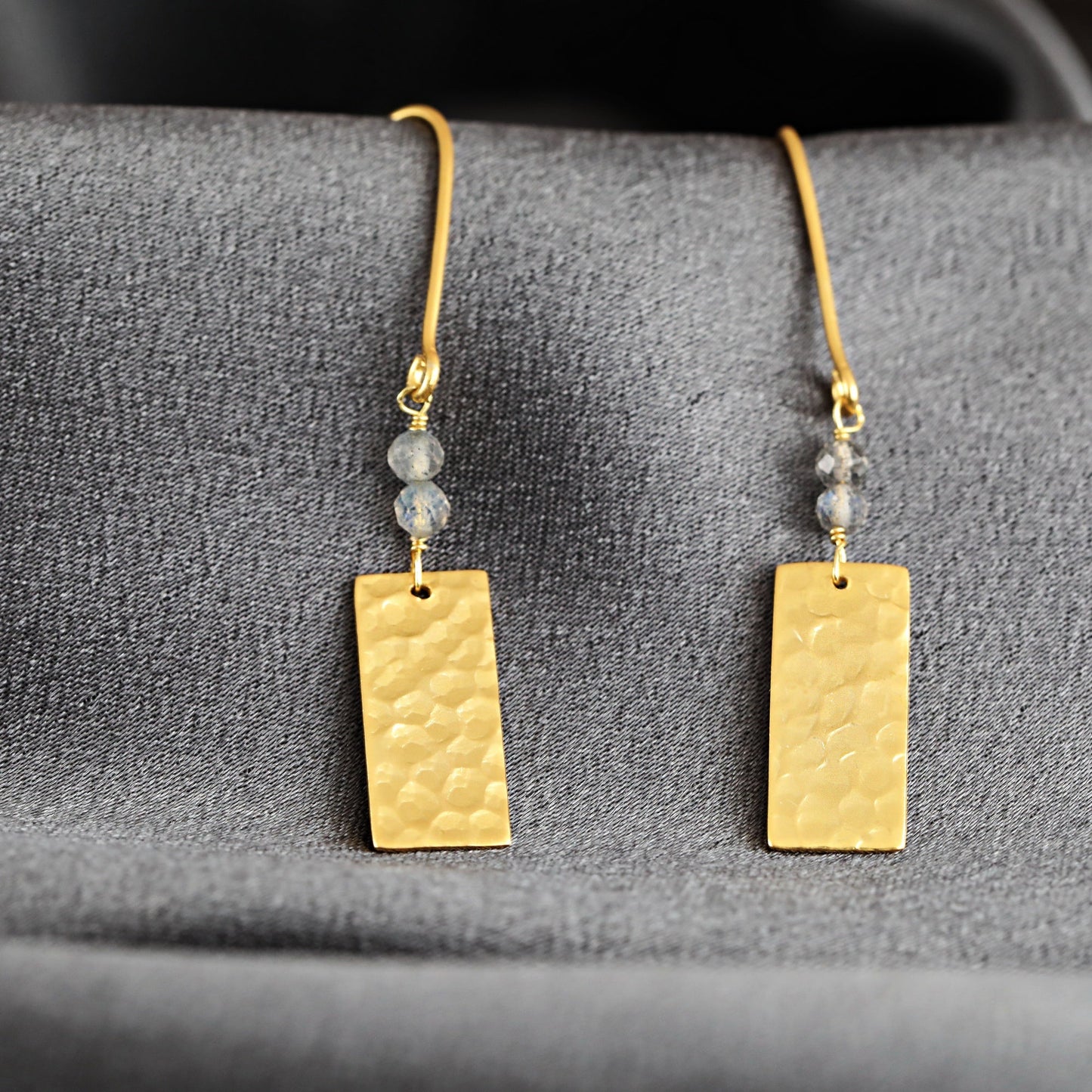 Labradorite Gemstone Earrings - 925 Sterling Gold Gold Plated…