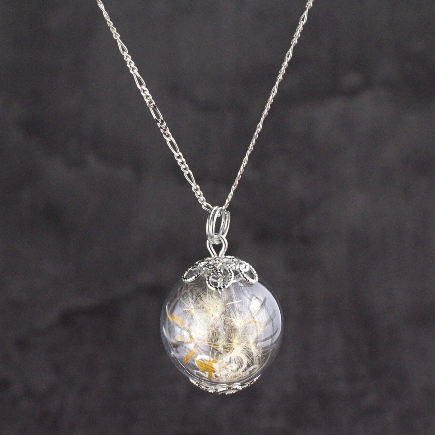 Pustflumen Seeds Pendant Necklace - 925 Sterling Silver Dried…