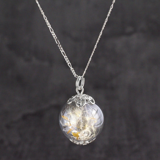 Pustflumen Seeds Pendant Necklace - 925 Sterling Silver Dried…