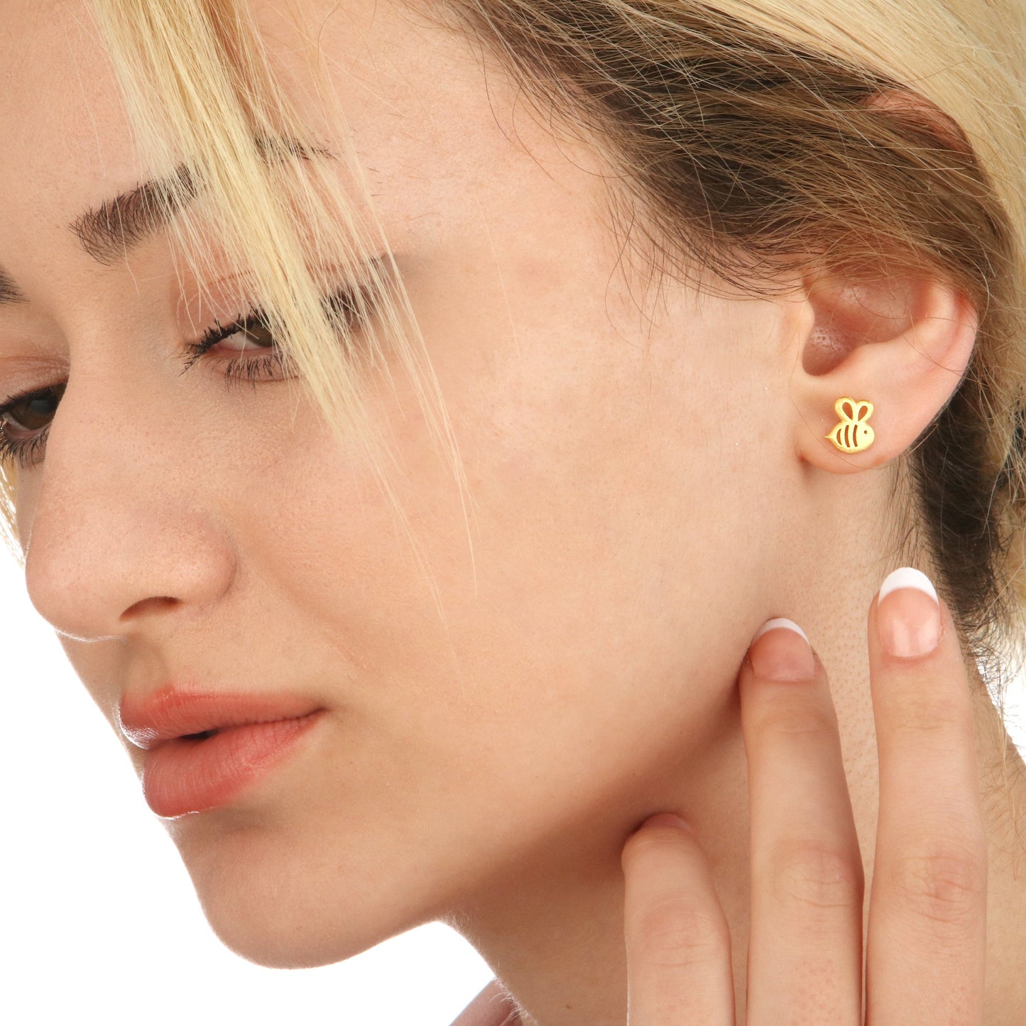 Bee Mini Stud Earrings - 925 Sterling Gold Gilded Earrings — 98