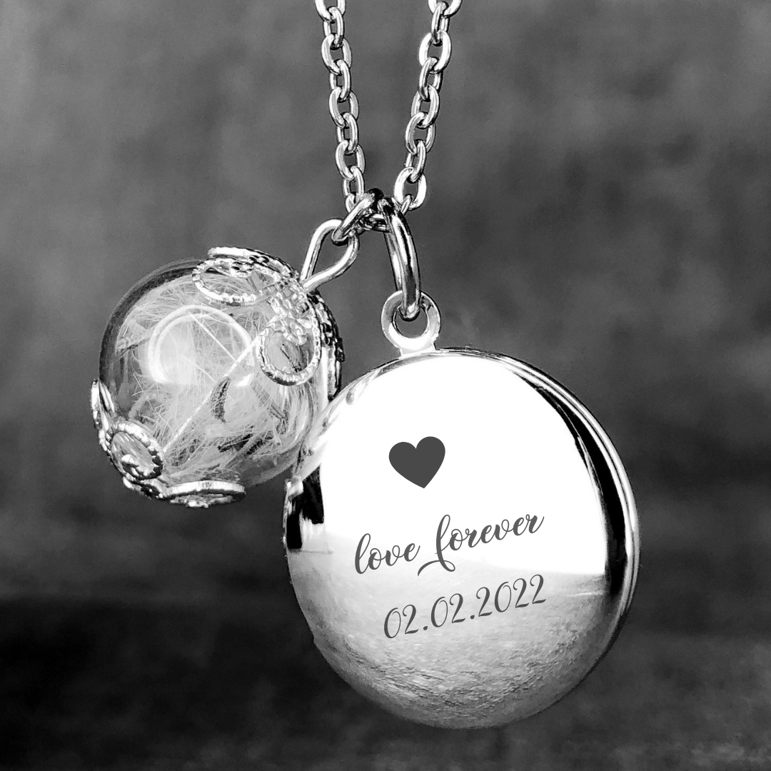 Customizable Dandelion Medallion Chain with Photoservice - Silver Plated