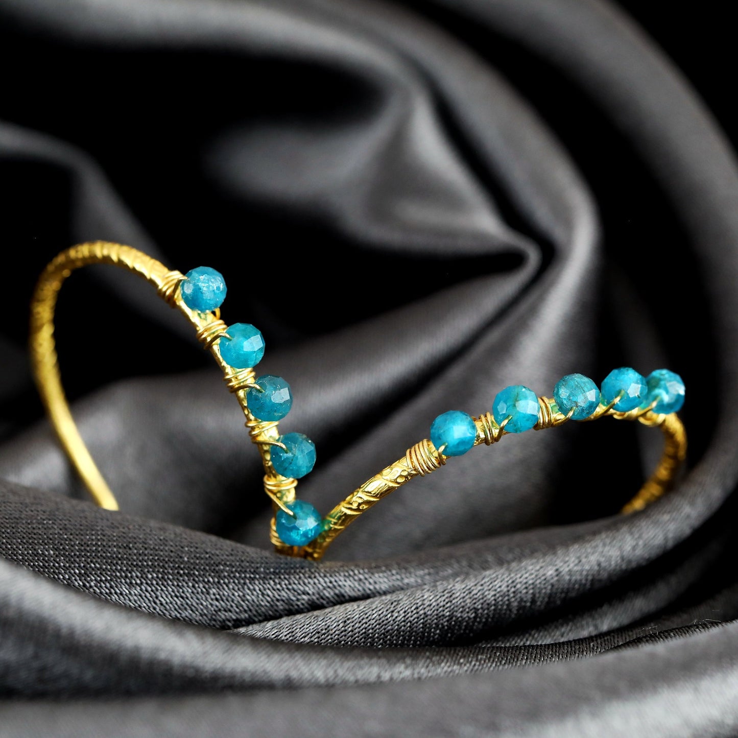 Gemstone Apatite 925 Sterling Gold Gilded Creoles