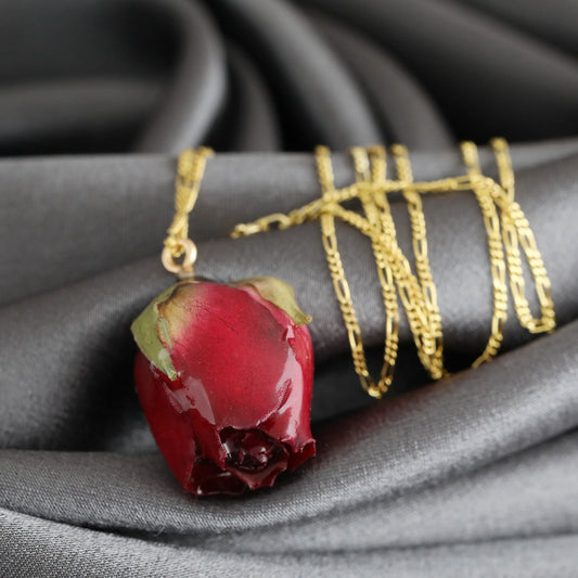 Real Red Rose — 925 Sterling Silver Gilded Chain
