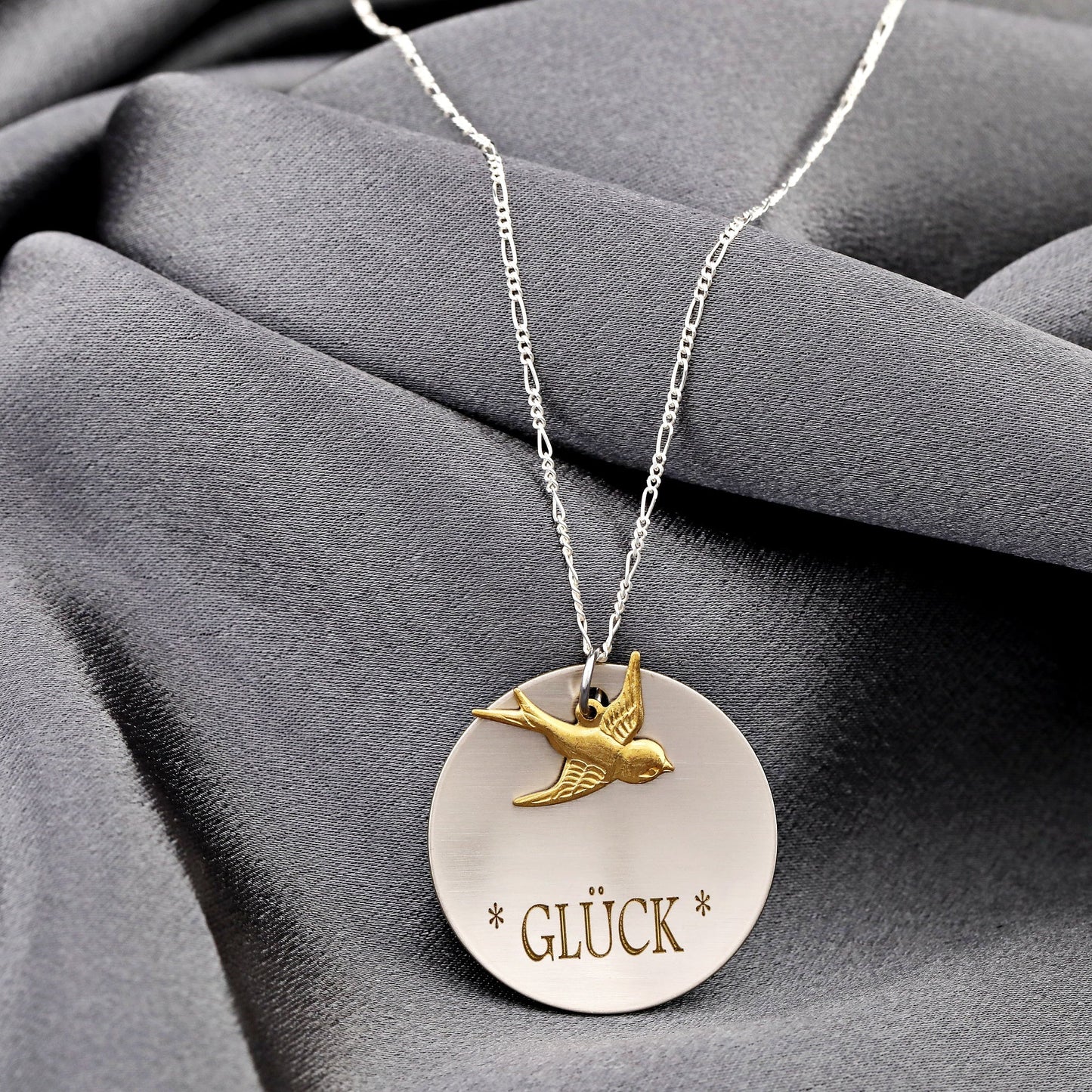 Lucky charm golden swallow engraving chain - 925 sterling silver…